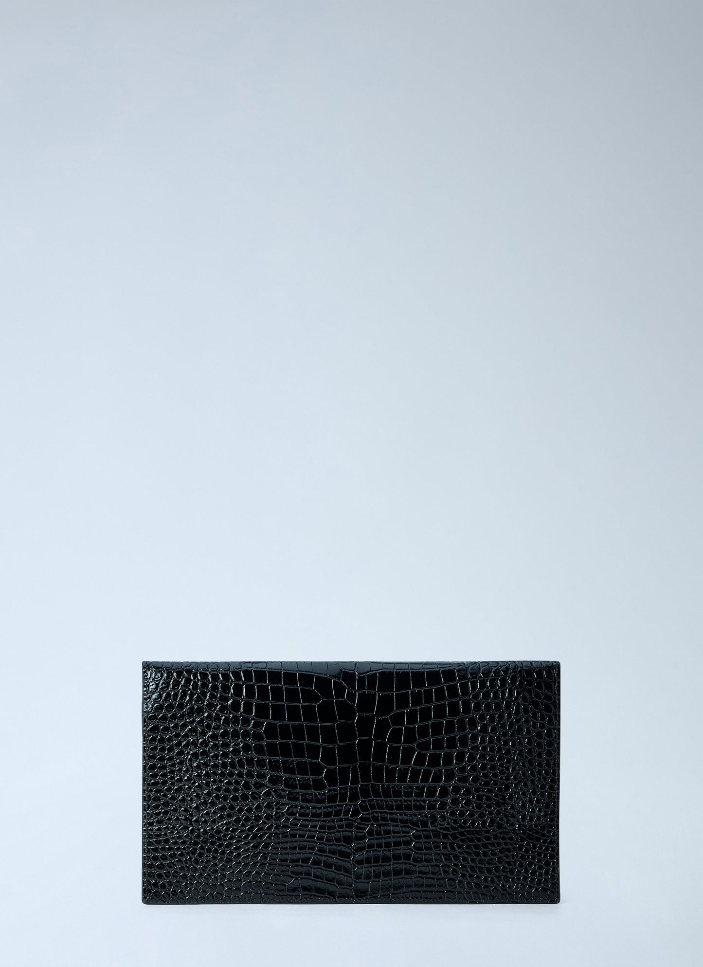 Saint Laurent Women Uptown Crocodile-Embossed Shiny Leather Pouch SAINT LAURENT