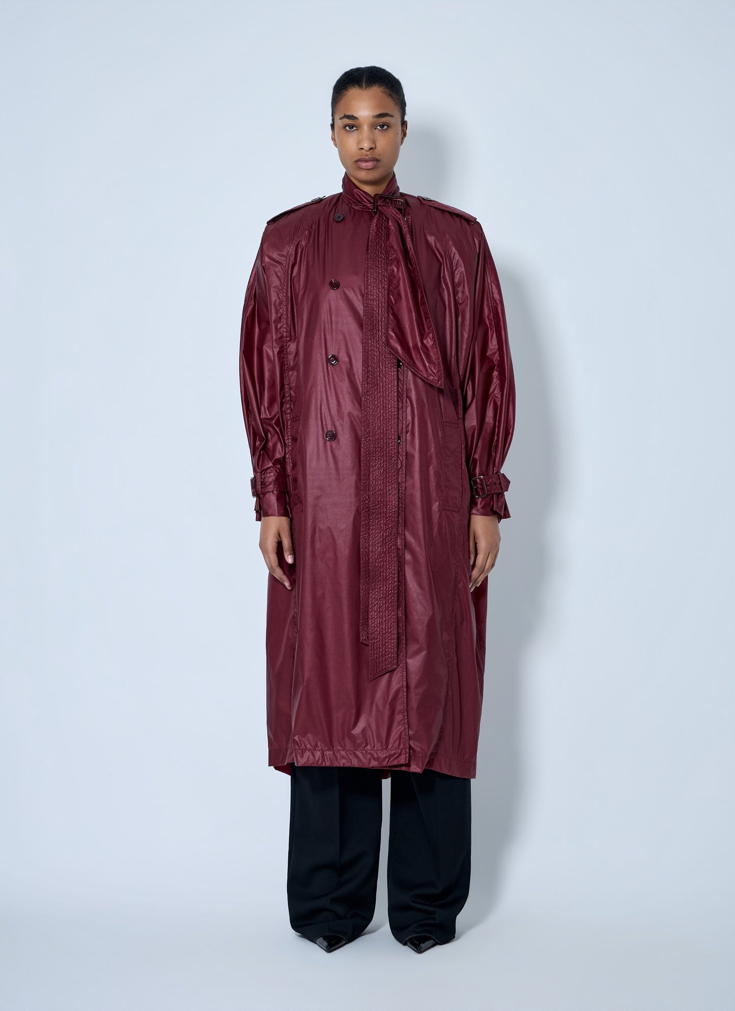 Saint Laurent Women Long Coat With Double-Breasted Fastening