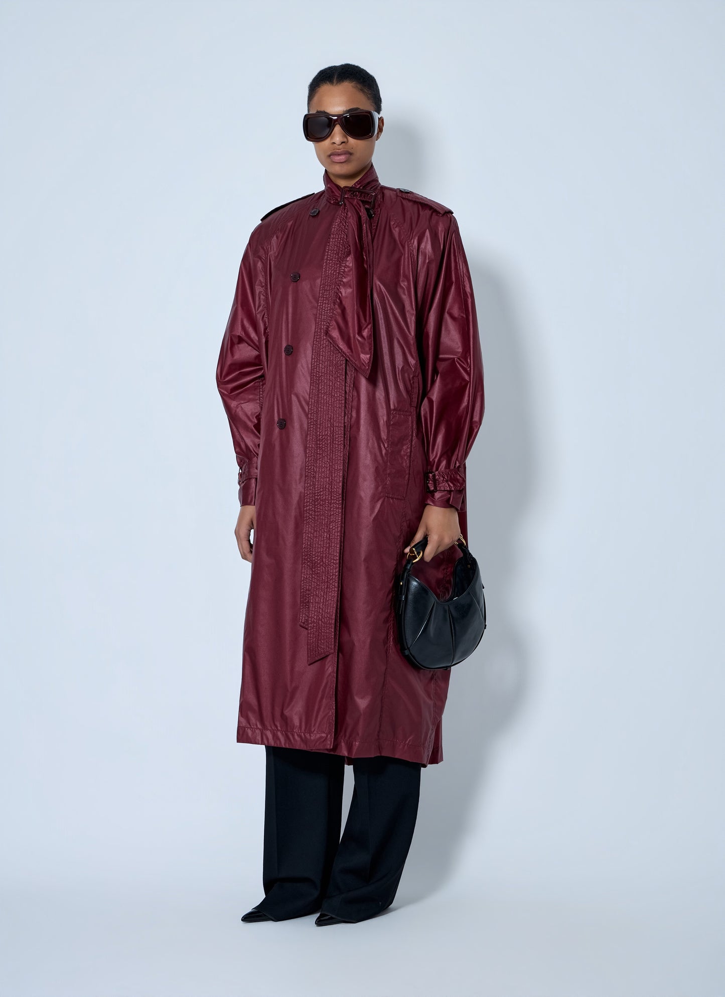 Saint Laurent Women Long Coat With Double-Breasted Fastening