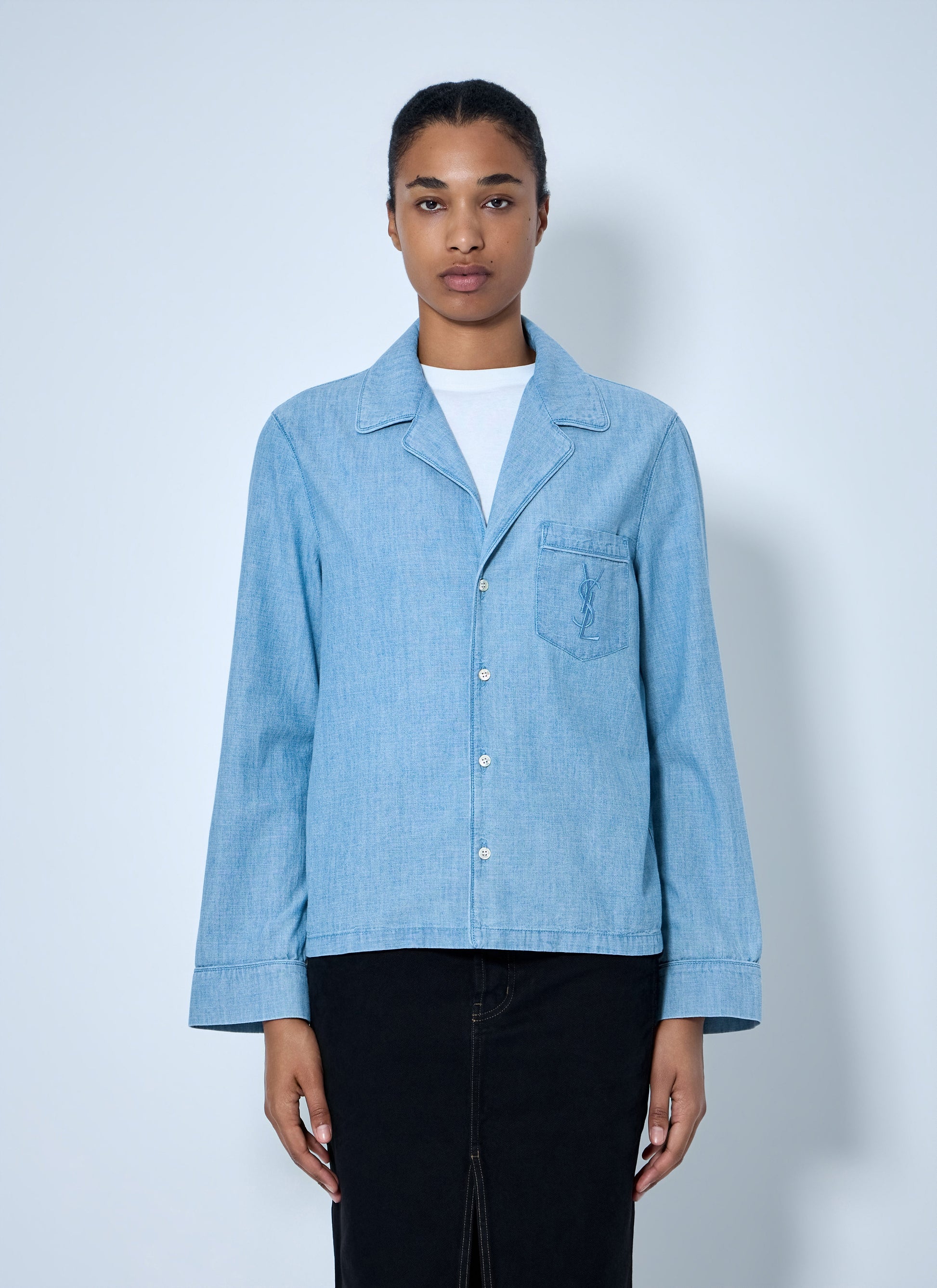 Saint Laurent Women Button-Down Denim Shirt SAINT LAURENT