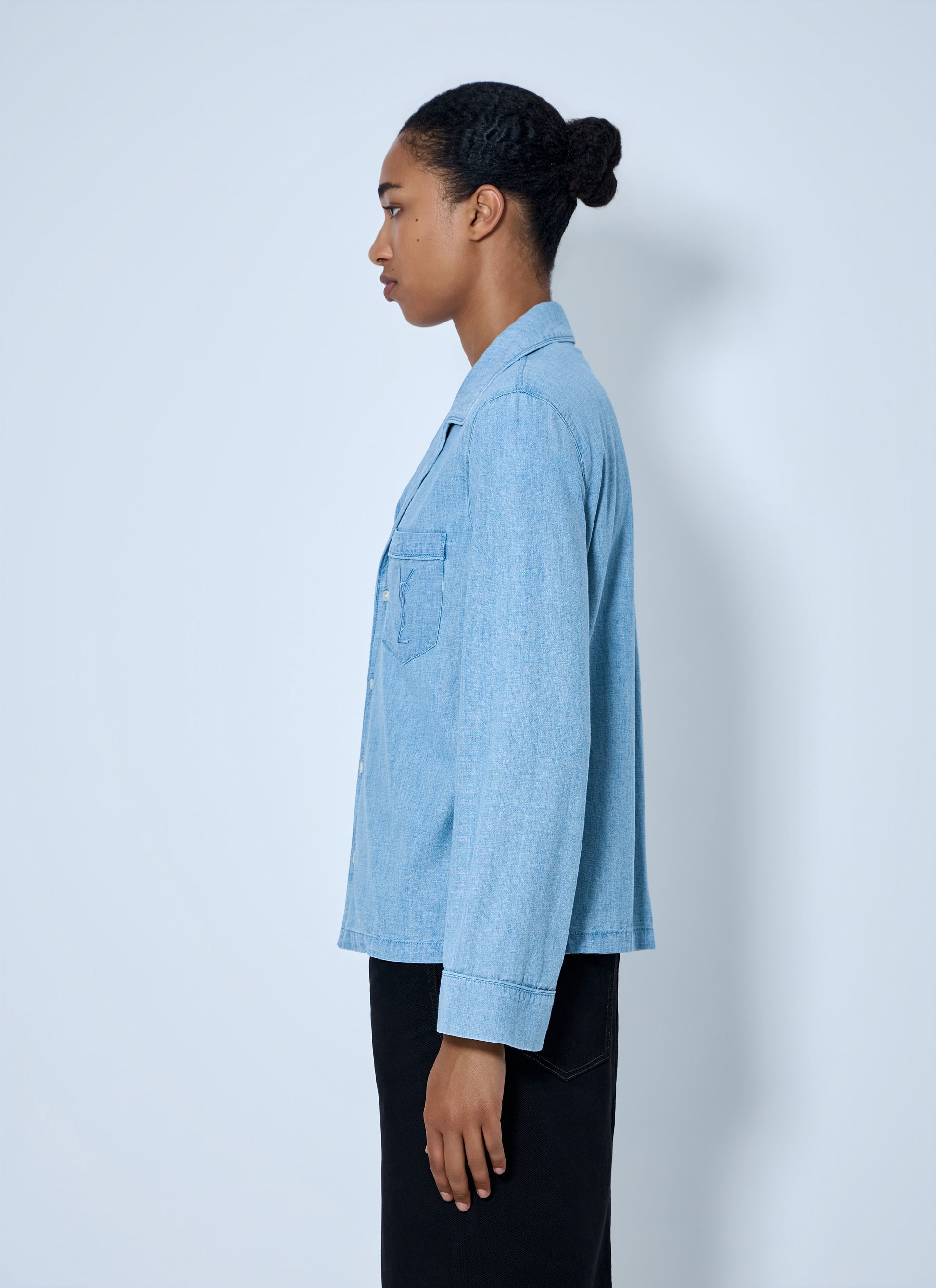 Saint Laurent Women Button-Down Denim Shirt SAINT LAURENT