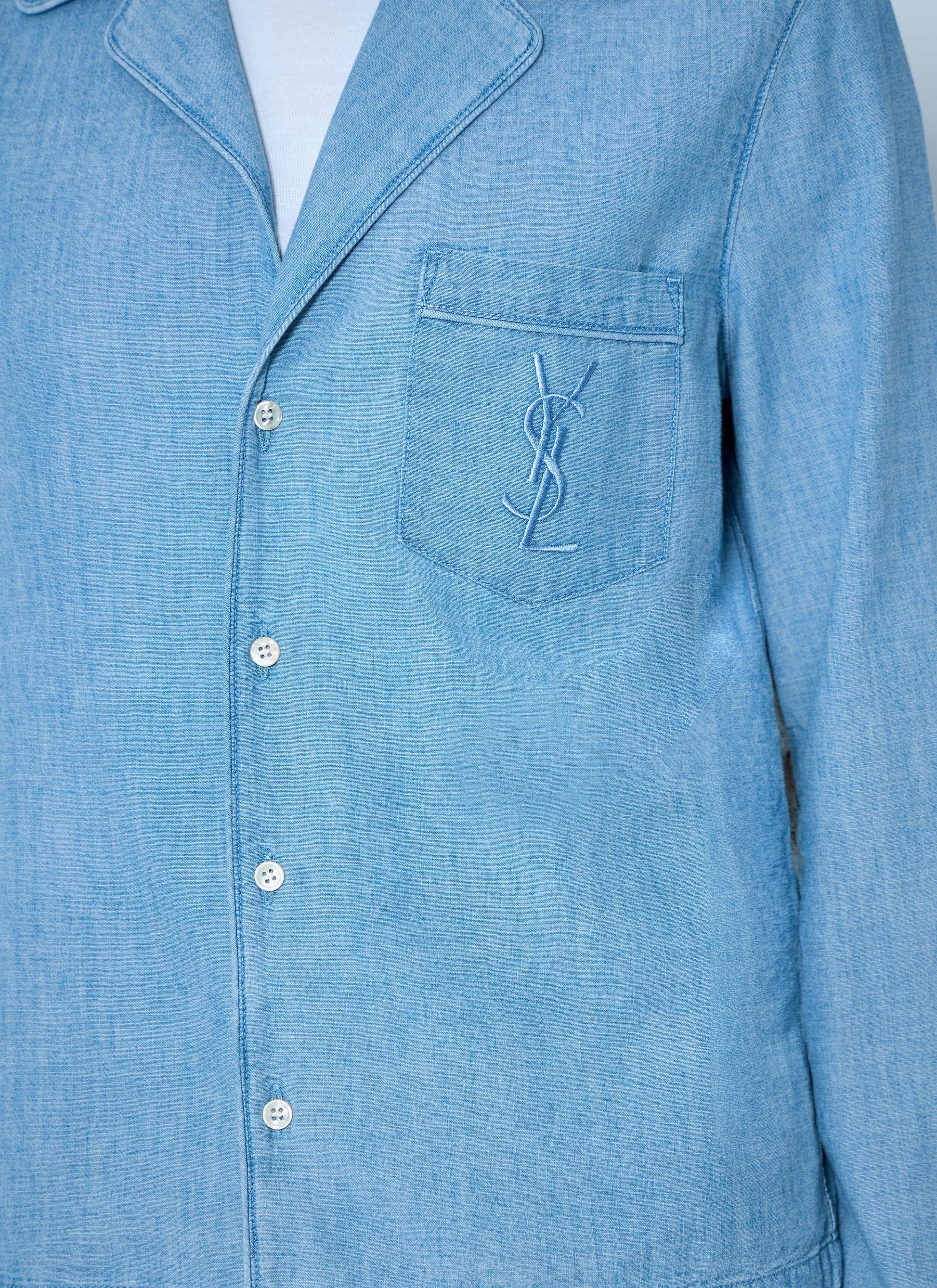 Saint Laurent Women Button-Down Denim Shirt SAINT LAURENT