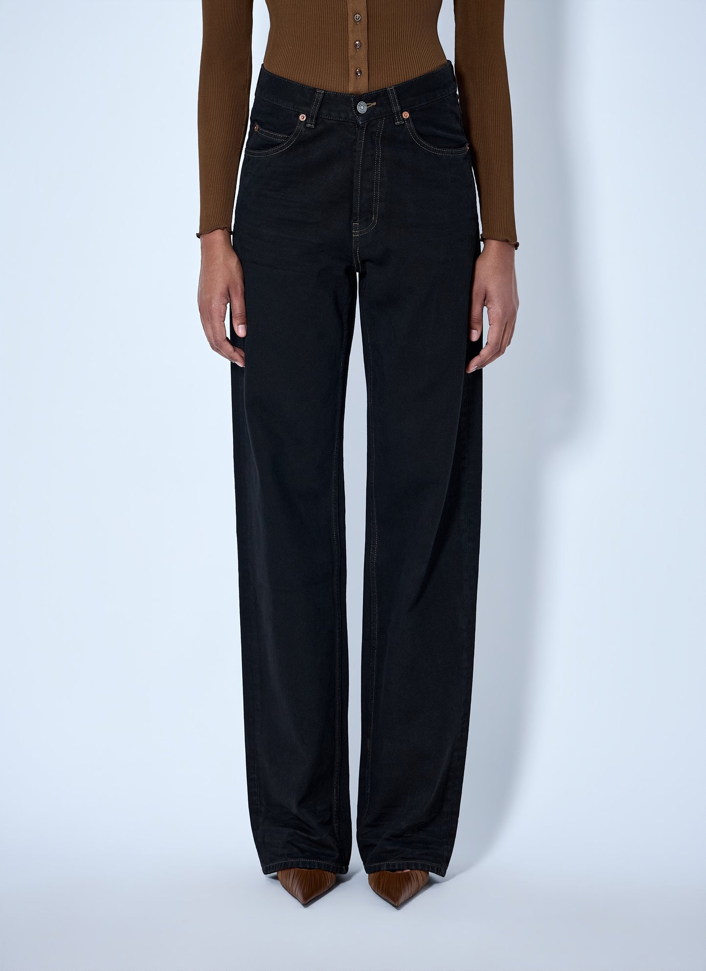 Saint Laurent Women V-Waist Long Baggy Jeans SAINT LAURENT