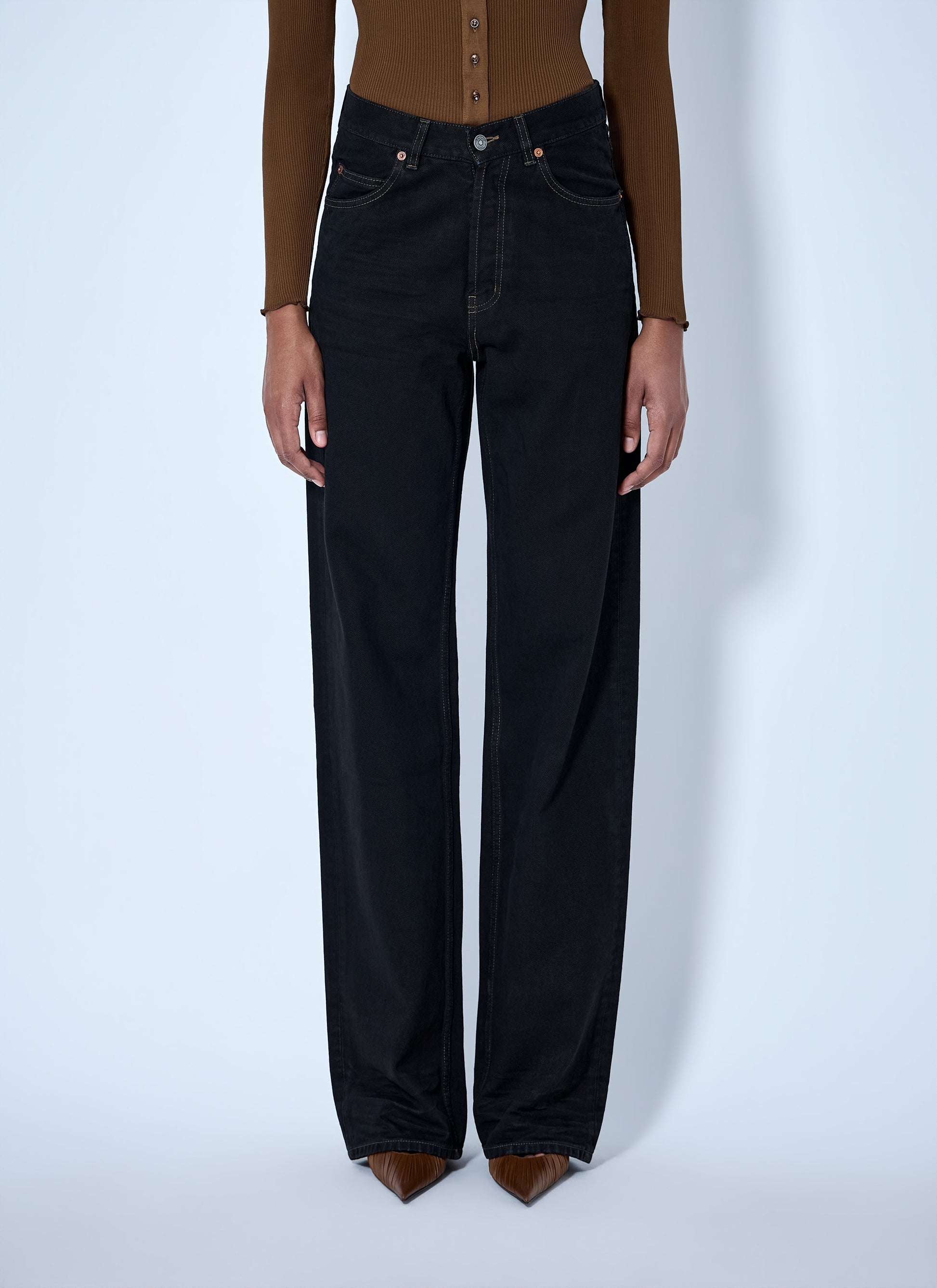 Saint Laurent Women V-Waist Long Baggy Jeans SAINT LAURENT