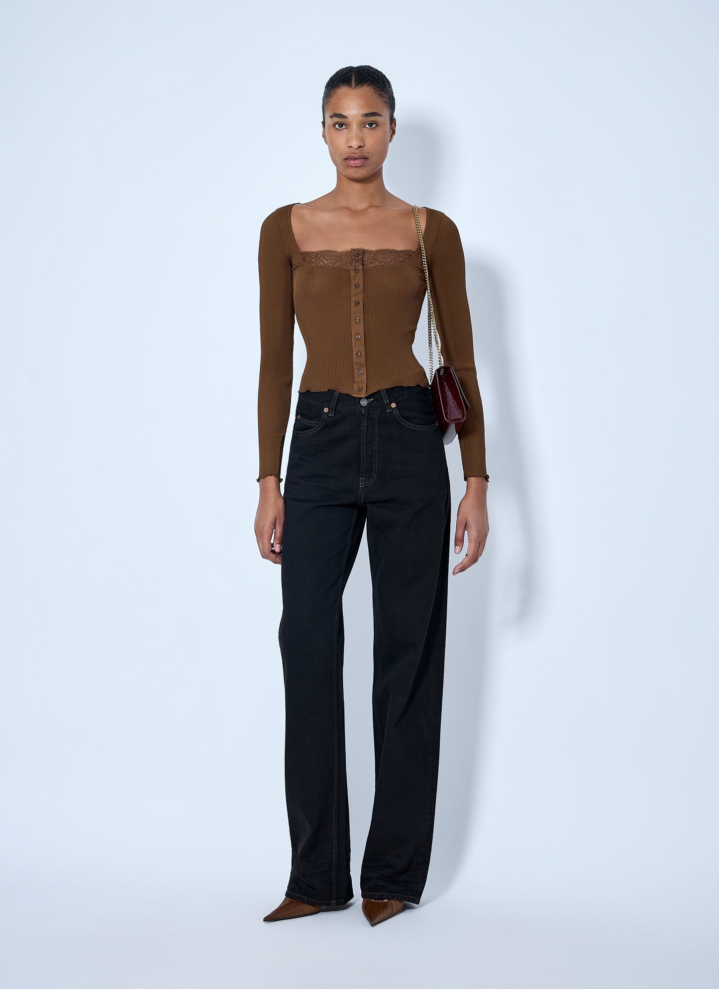 Saint Laurent Women V-Waist Long Baggy Jeans SAINT LAURENT