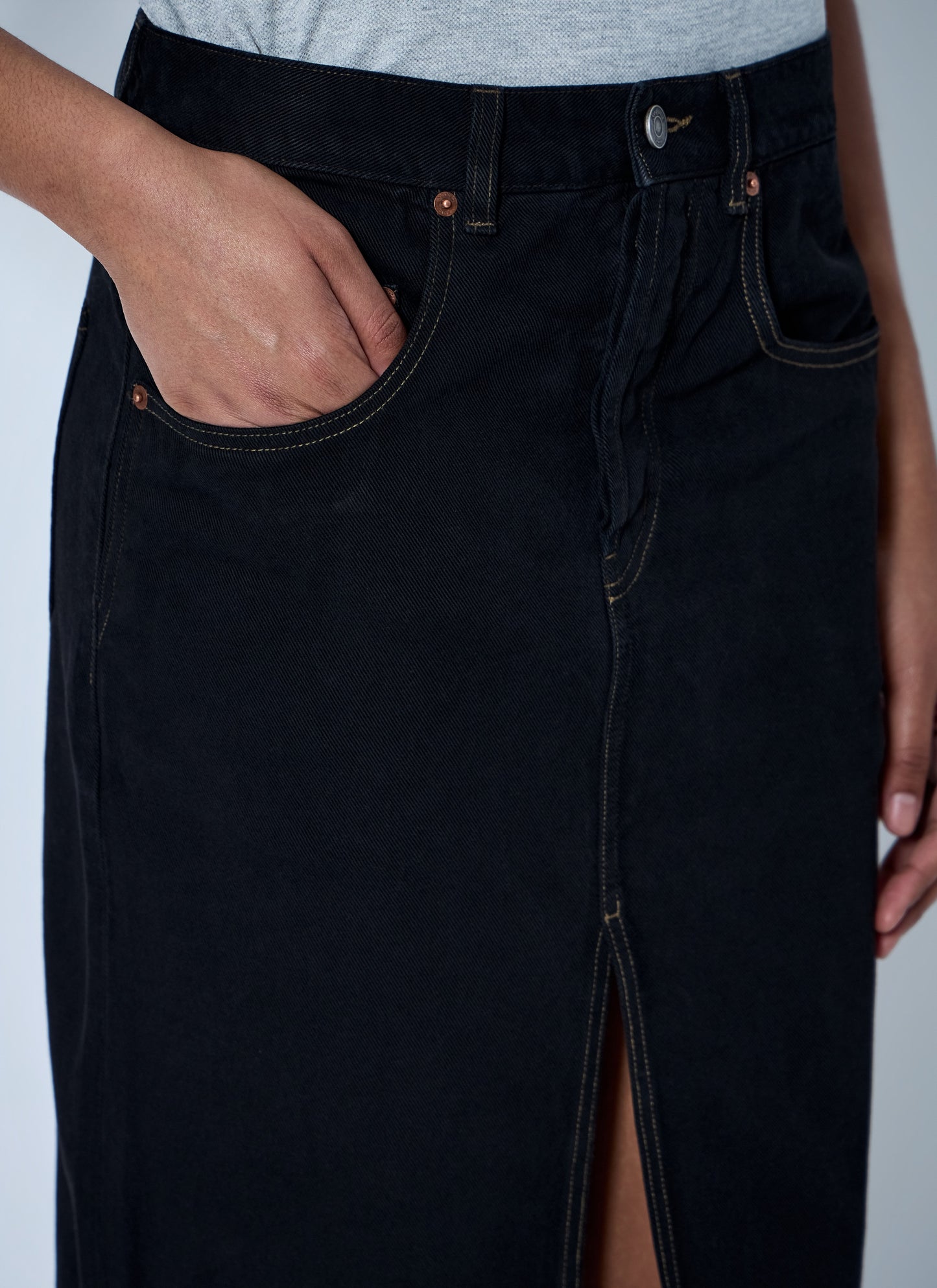 Saint Laurent Women Denim Midi Skirt SAINT LAURENT
