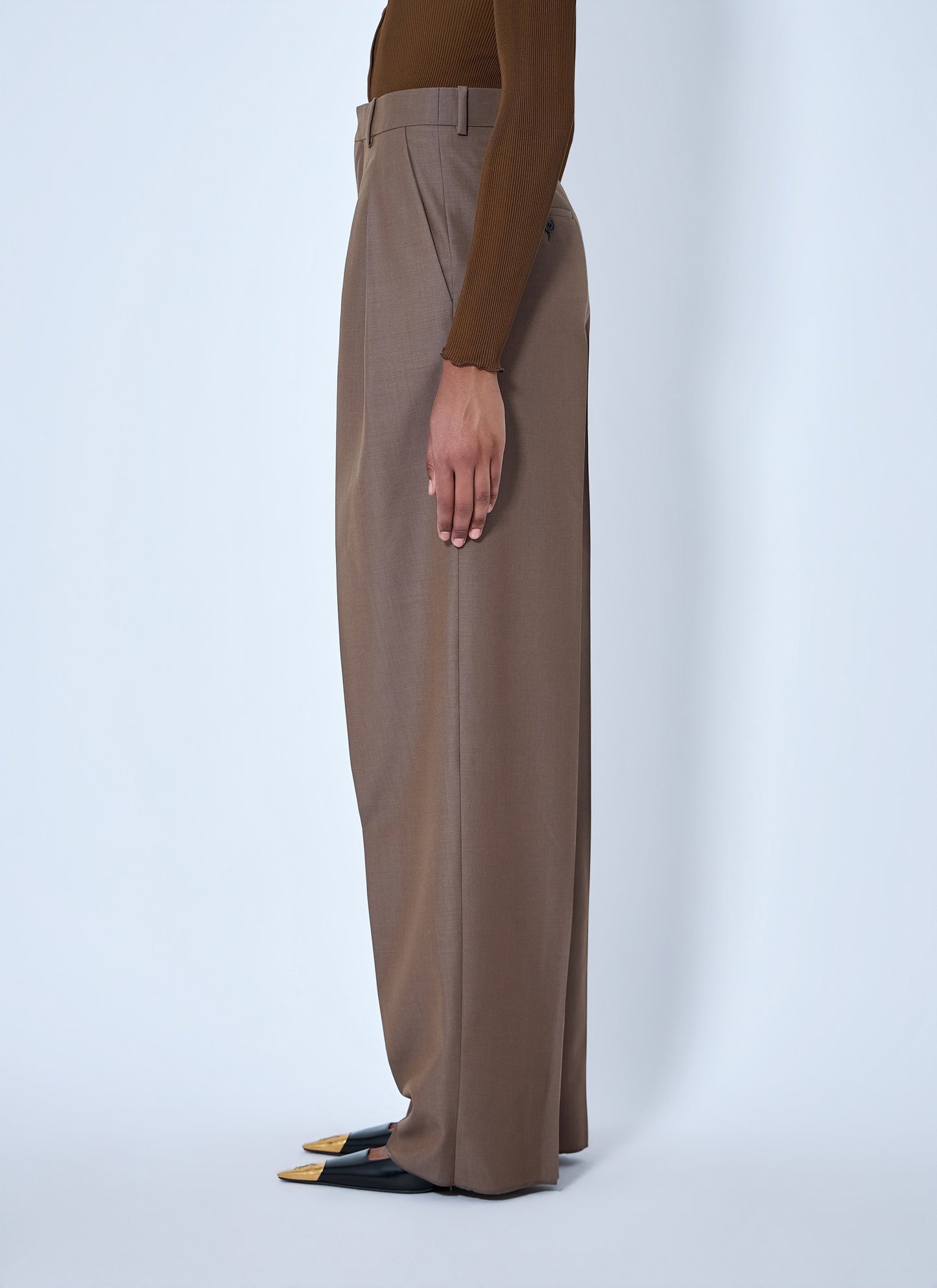 Saint Laurent Women Wool Blend Wide-Leg Pants SAINT LAURENT