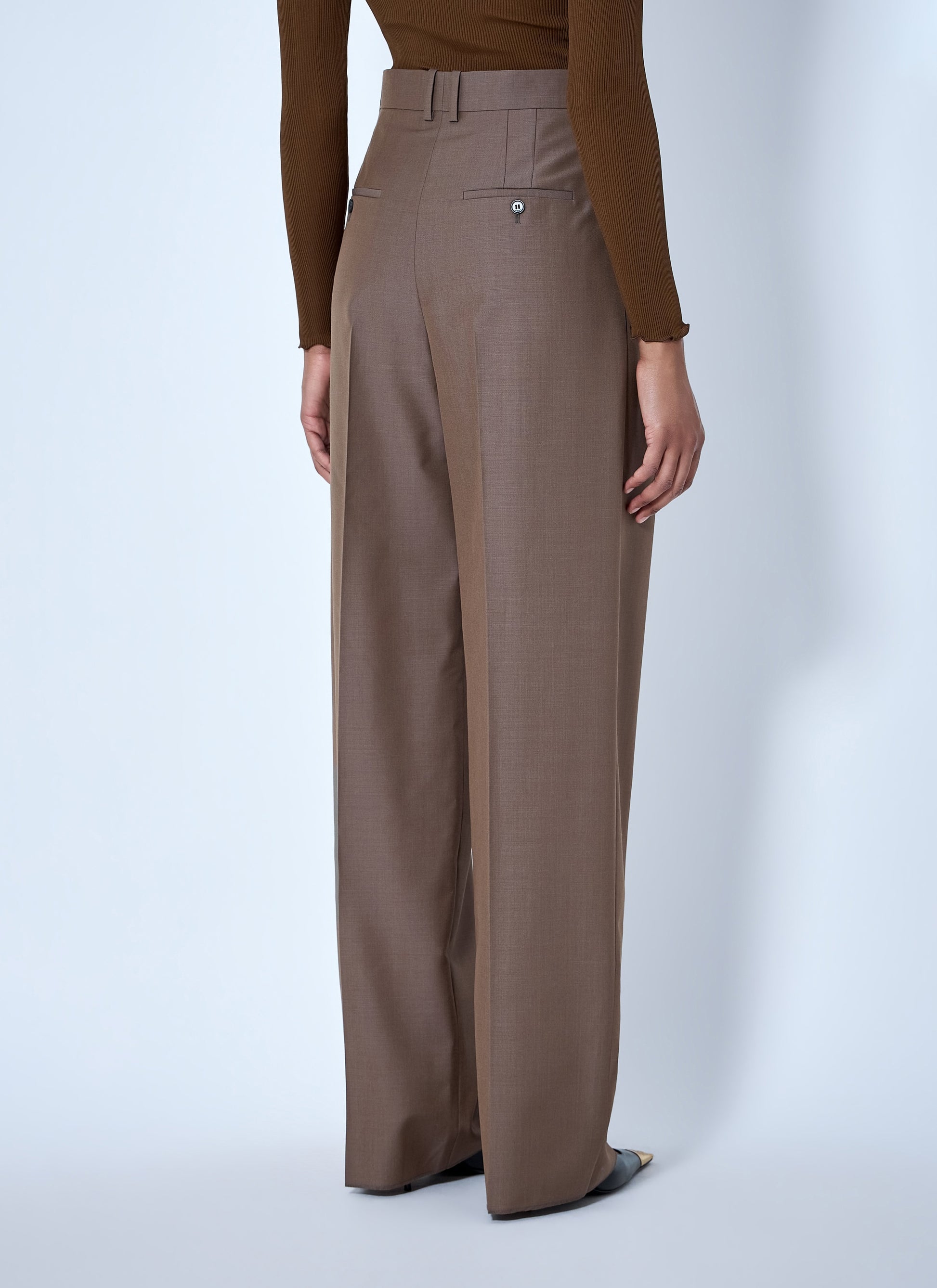 Saint Laurent Women Wool Blend Wide-Leg Pants SAINT LAURENT