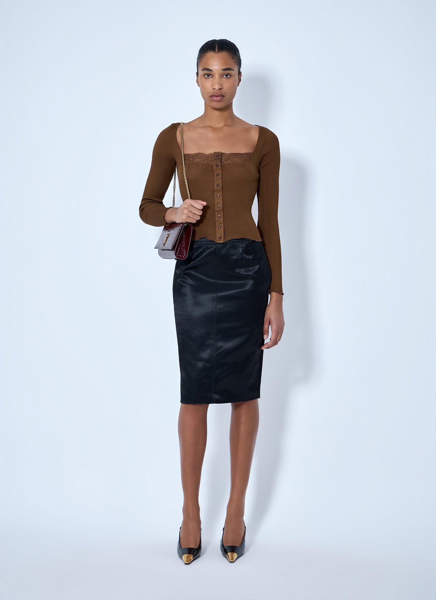 Saint Laurent Women Cassandre Pencil Skirt SAINT LAURENT