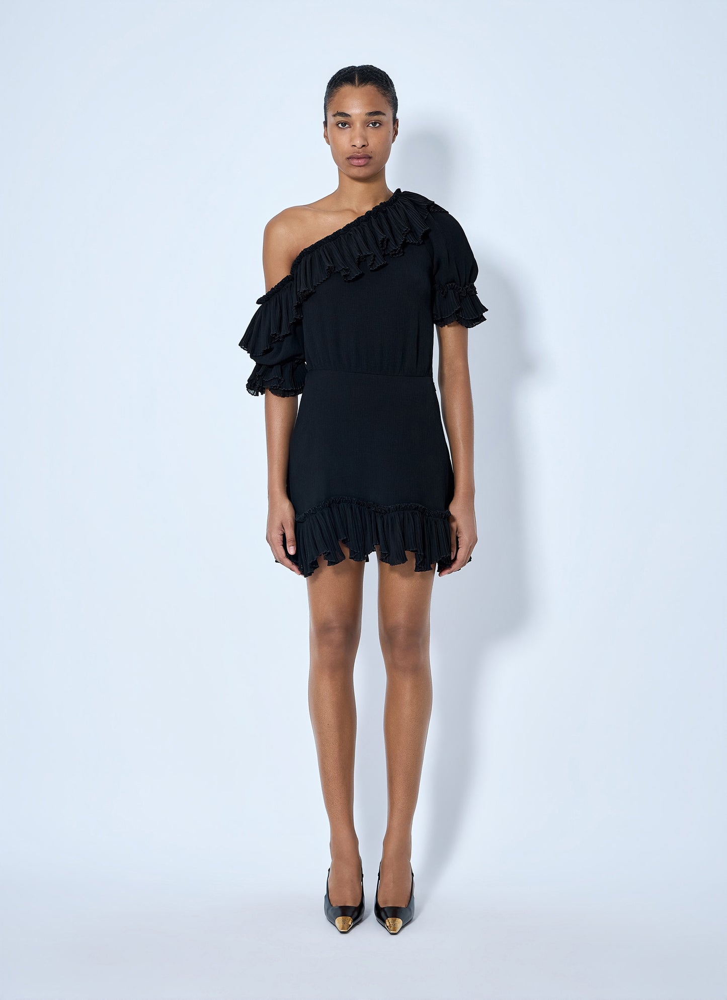 Saint Laurent Women Asymmetric Mini Dress SAINT LAURENT