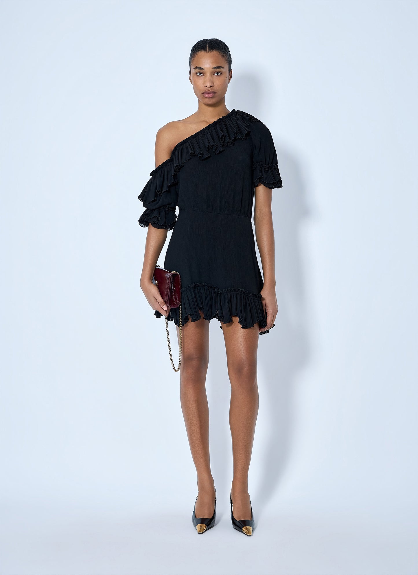 Saint Laurent Women Asymmetric Mini Dress SAINT LAURENT