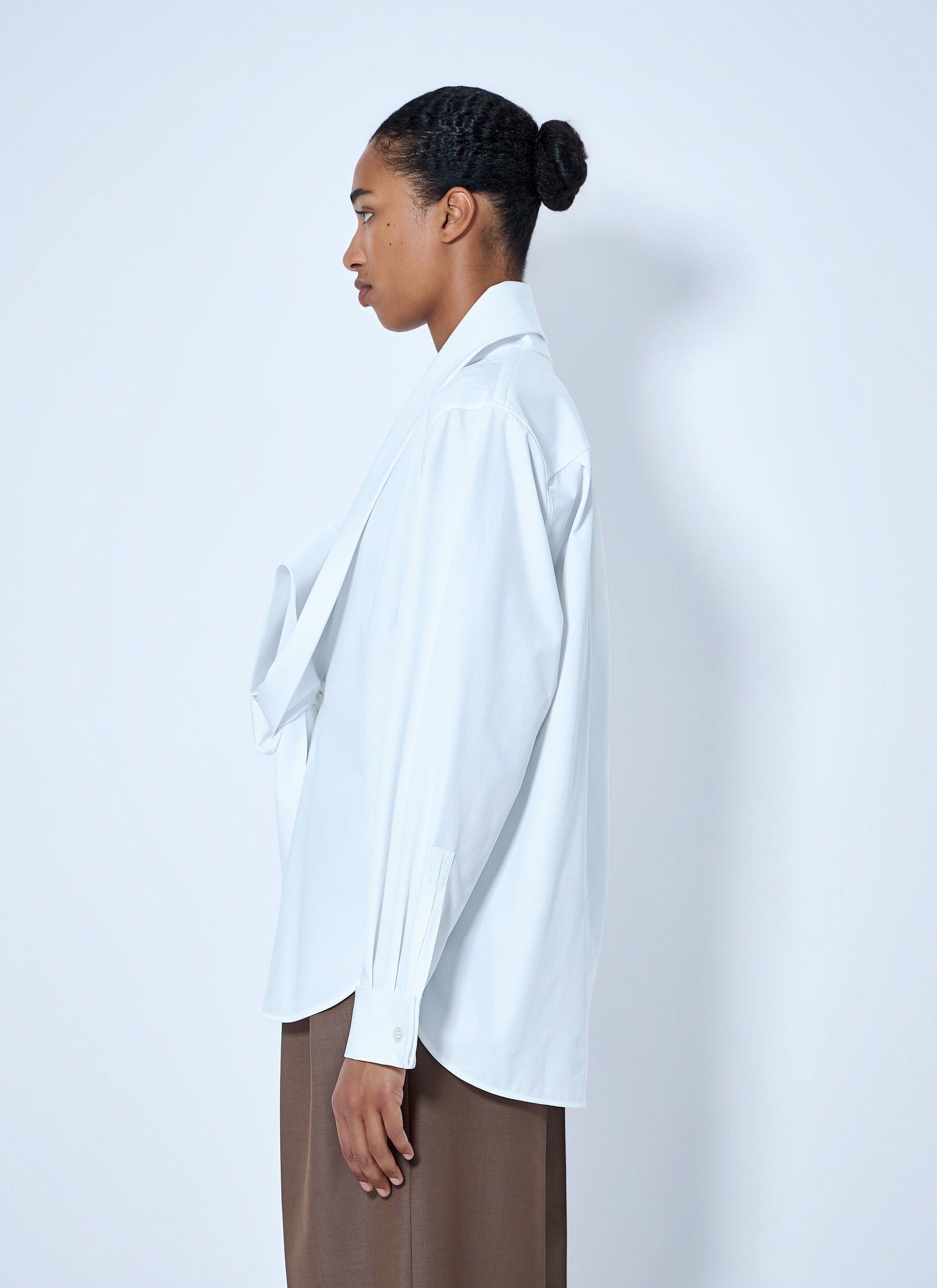 Saint Laurent Women Lavallière Shirt In Cotton Poplin SAINT LAURENT