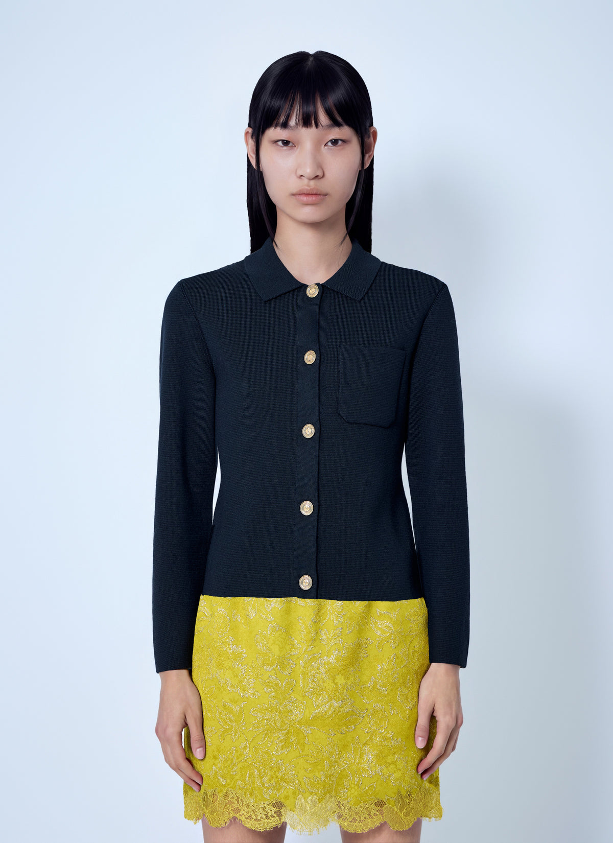 Saint Laurent Women Wool Polo Cardigan SAINT LAURENT