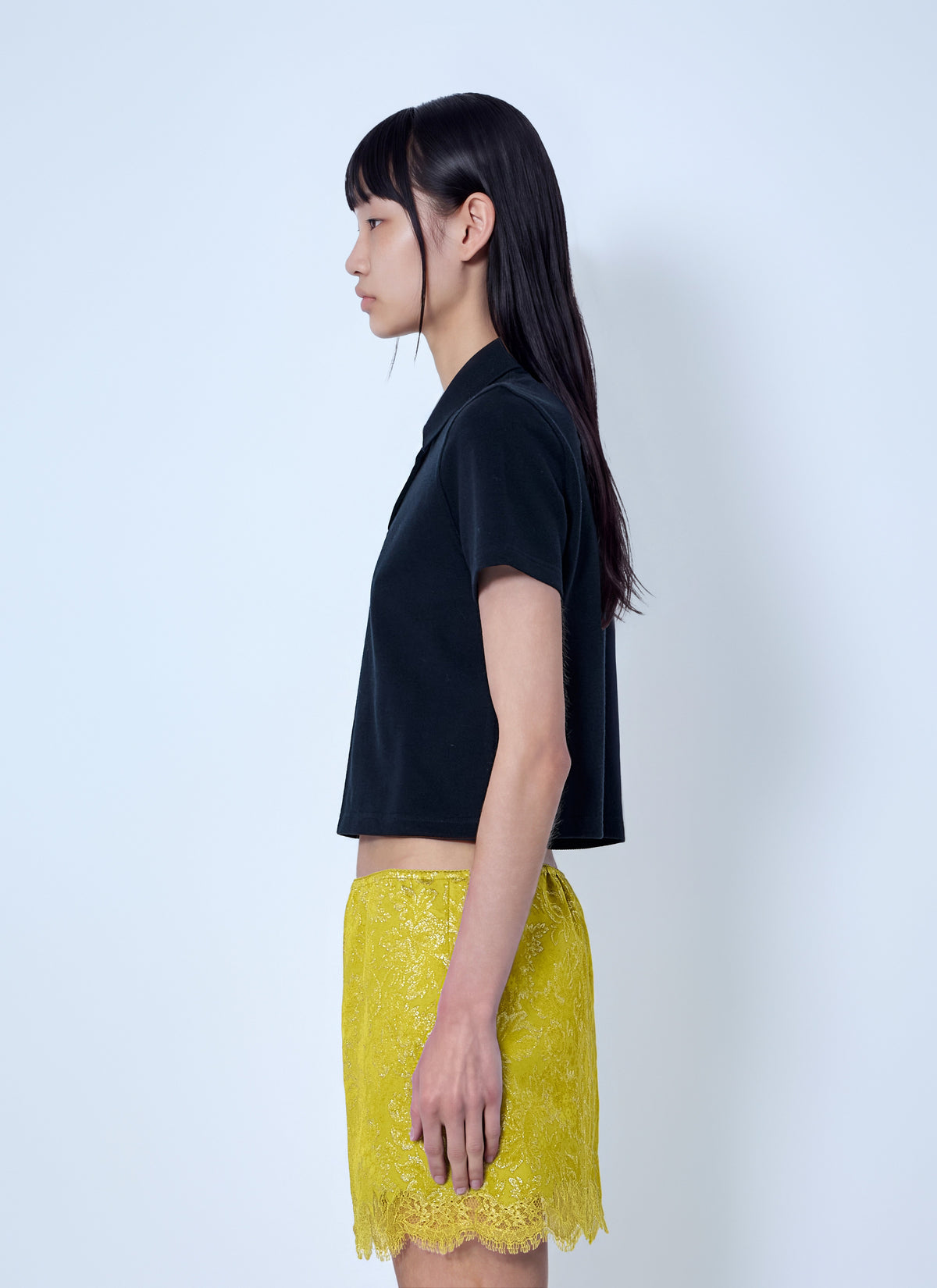 Saint Laurent Women Cassandre Cropped Polo Shirt SAINT LAURENT