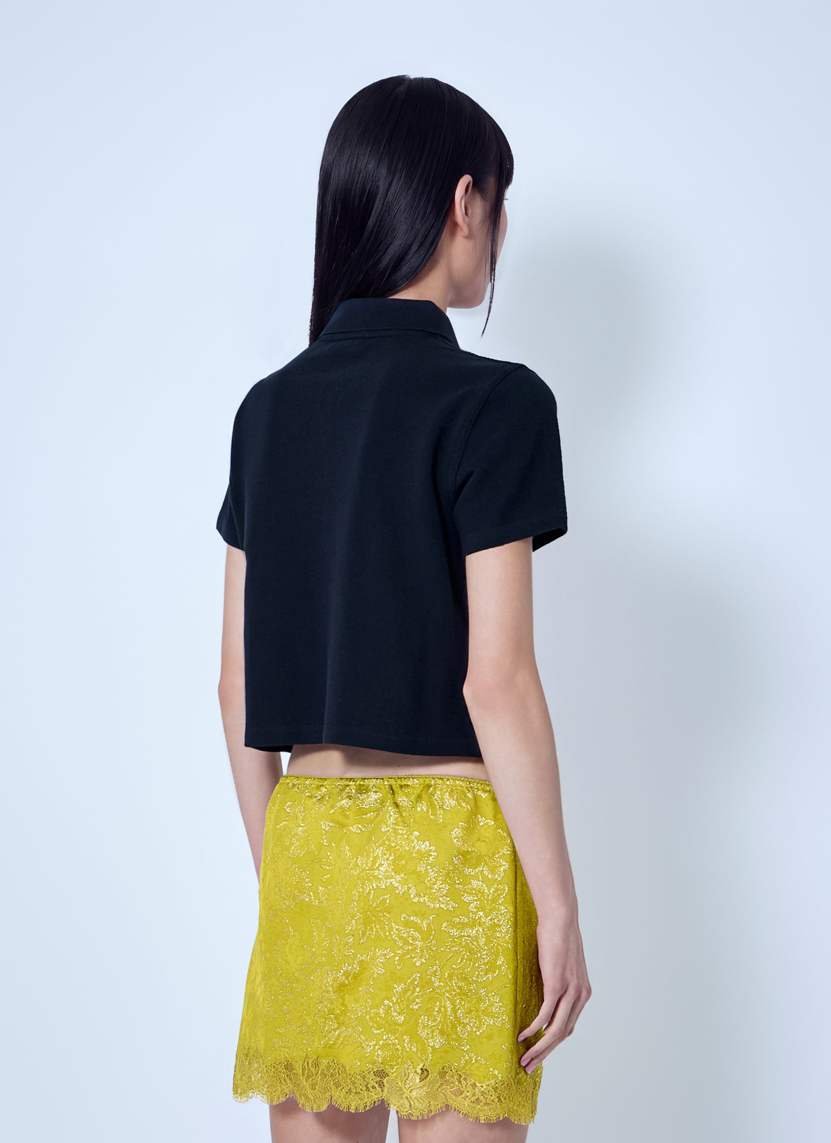 Saint Laurent Women Cassandre Cropped Polo Shirt SAINT LAURENT