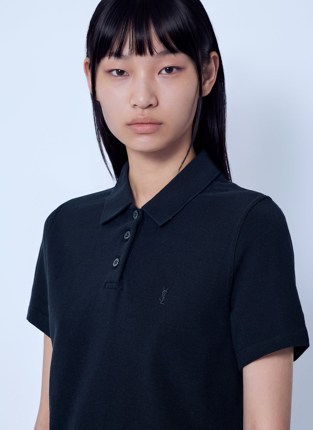 Saint Laurent Women Cassandre Cropped Polo Shirt SAINT LAURENT