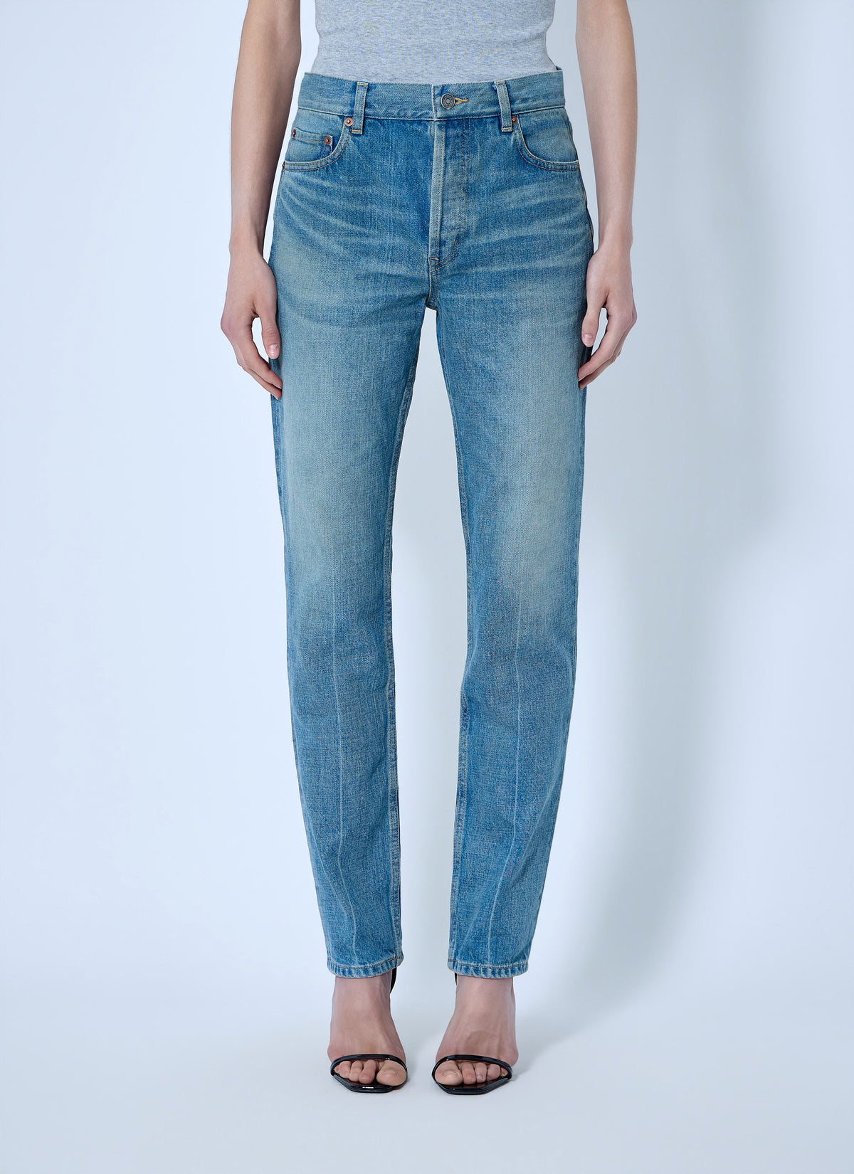 Saint Laurent Women Mid-Rise Straight Jeans SAINT LAURENT