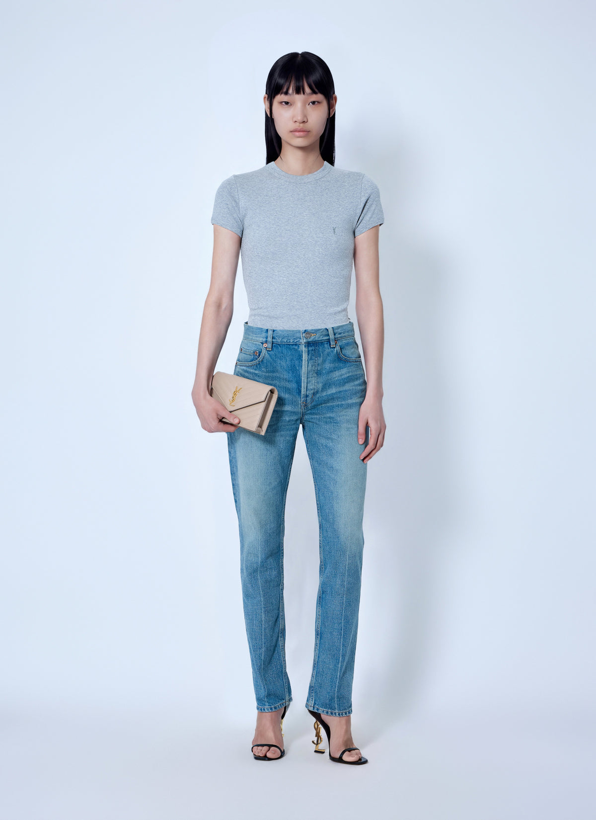 Saint Laurent Women Cassandre Fitted T-Shirt SAINT LAURENT