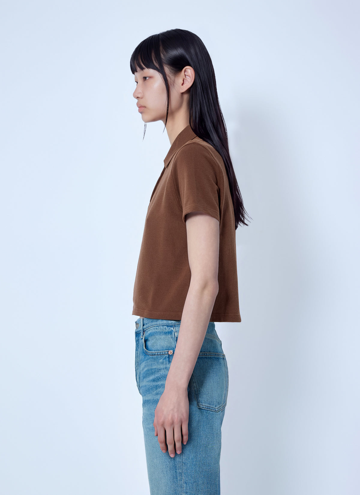 Saint Laurent Women Cassandre Cropped Polo Shirt SAINT LAURENT