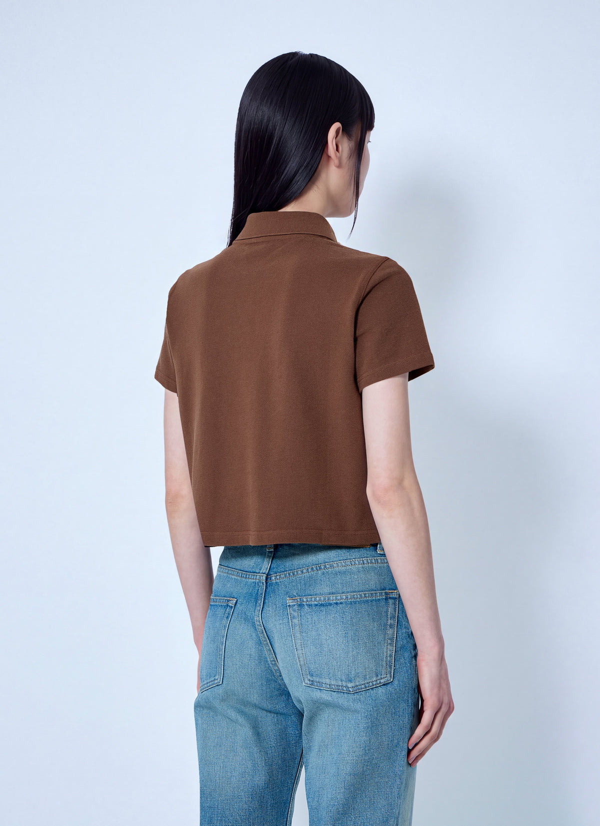 Saint Laurent Women Cassandre Cropped Polo Shirt SAINT LAURENT