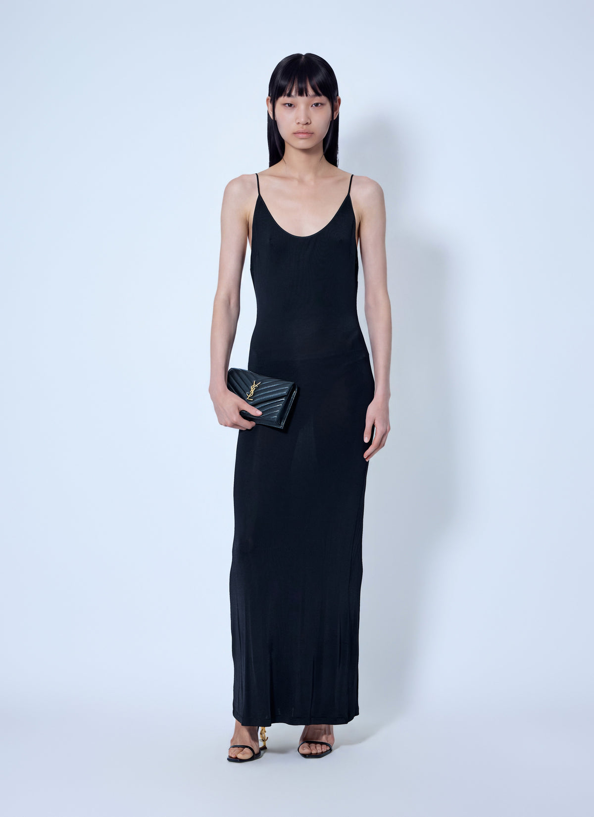 Saint Laurent Women Cassandre Chain Backless Dress SAINT LAURENT