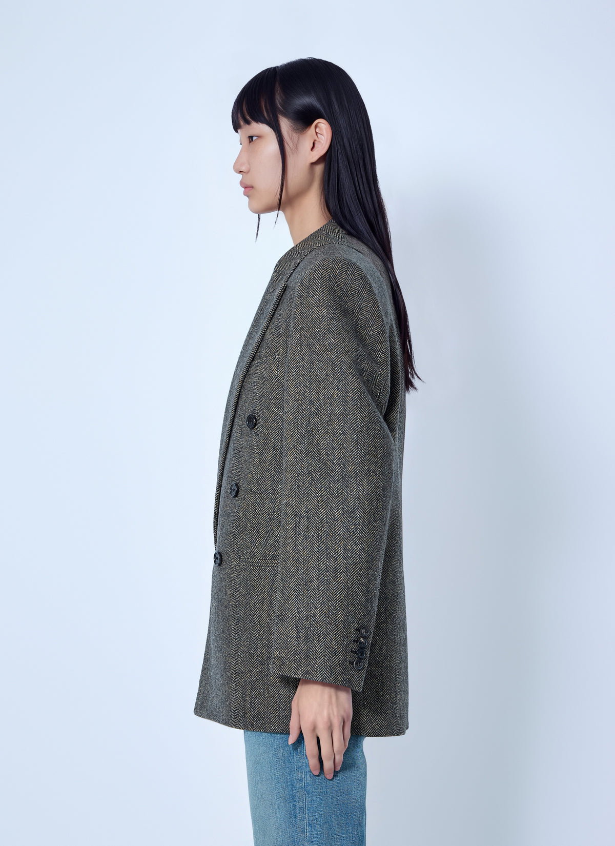 Saint Laurent Women Double-Breasted Herringbone Blazer SAINT LAURENT