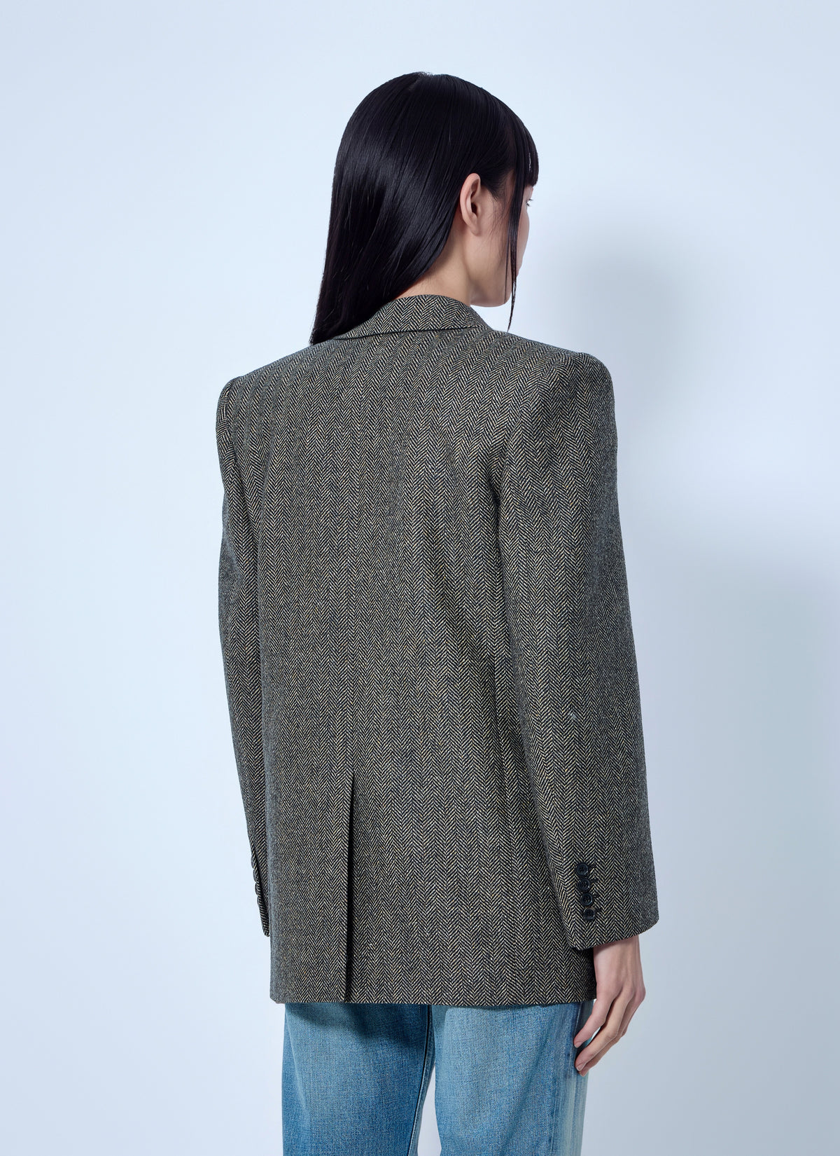 Saint Laurent Women Double-Breasted Herringbone Blazer SAINT LAURENT