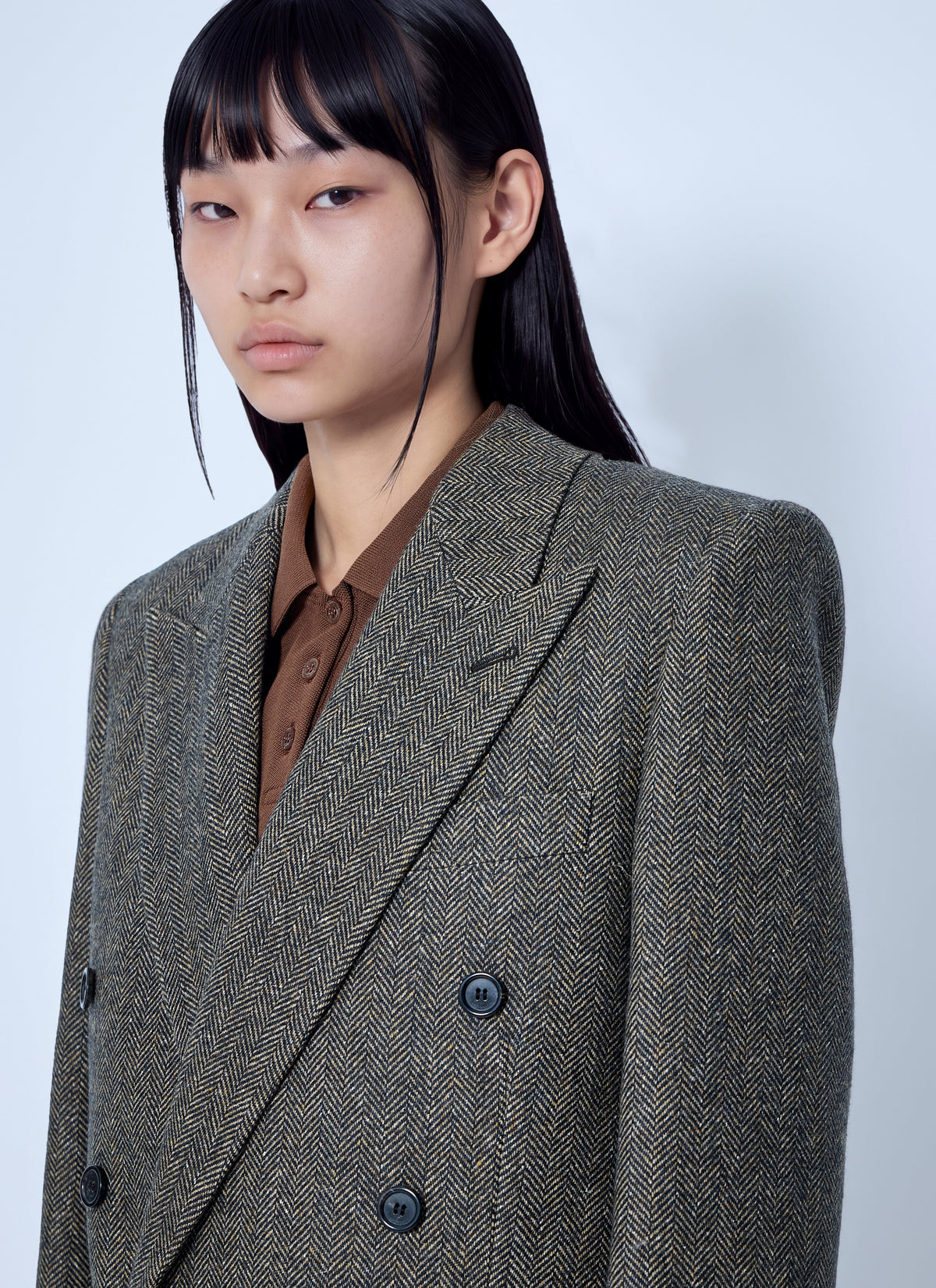 Saint Laurent Women Double-Breasted Herringbone Blazer SAINT LAURENT