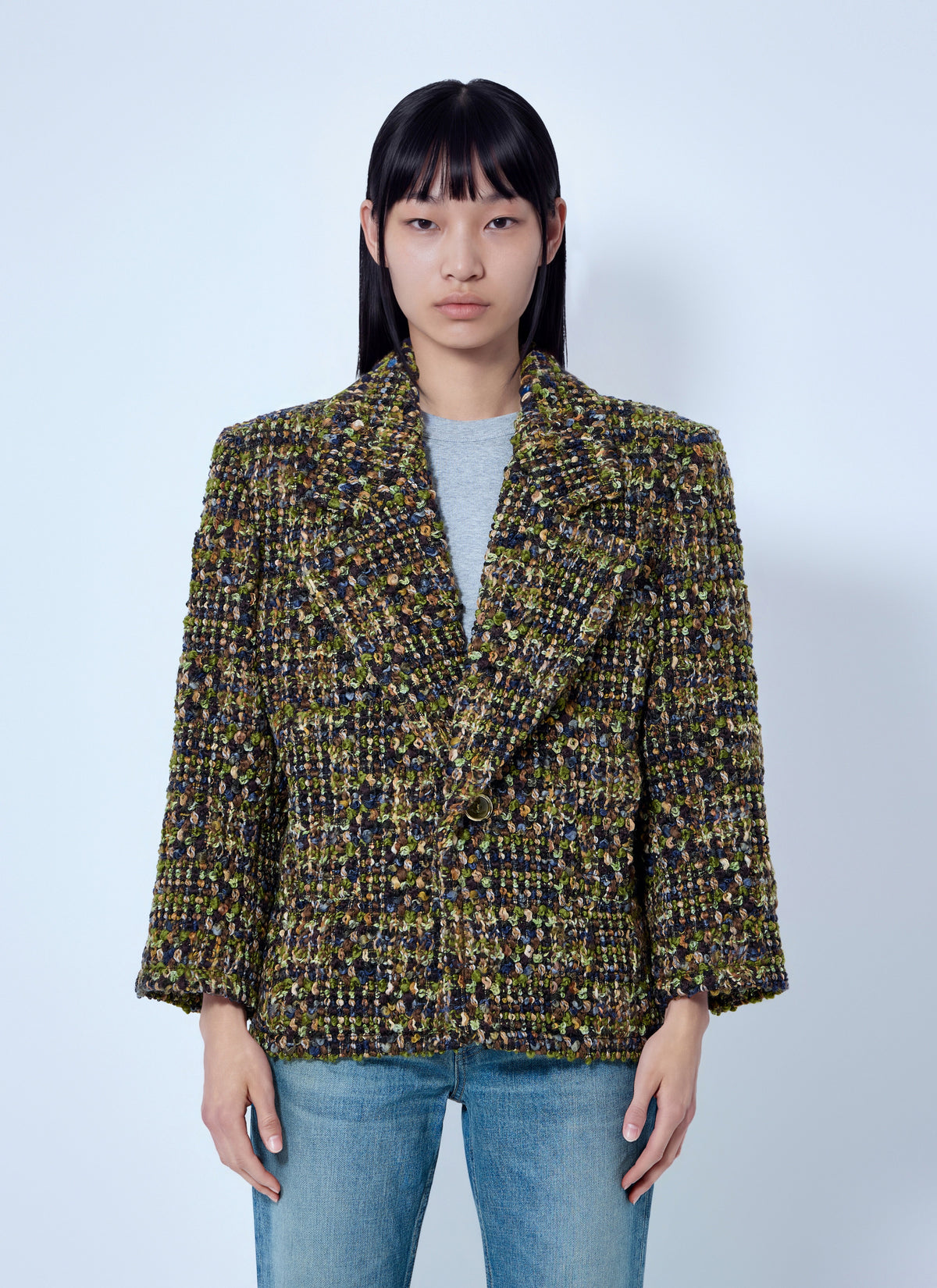 Saint Laurent Women Single-Breasted Jacket In Tweed SAINT LAURENT