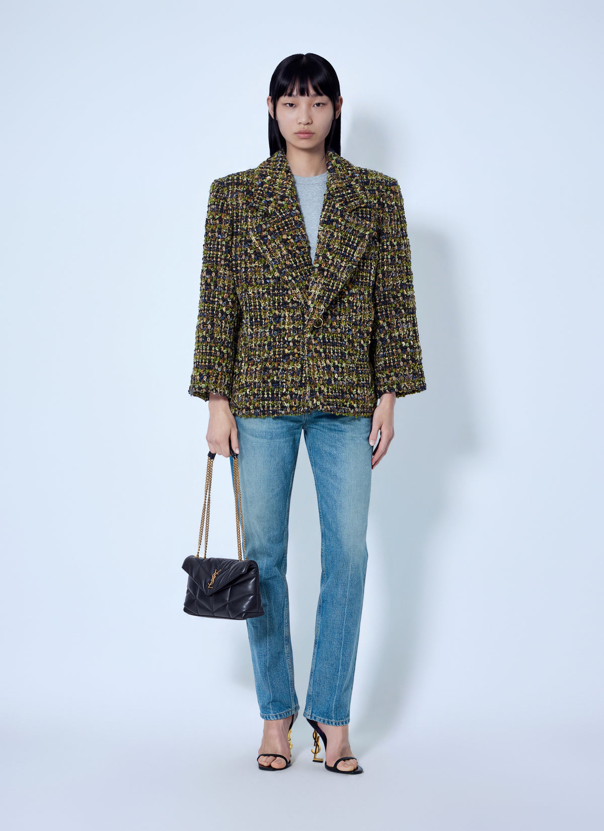 Saint Laurent Women Single-Breasted Jacket In Tweed SAINT LAURENT