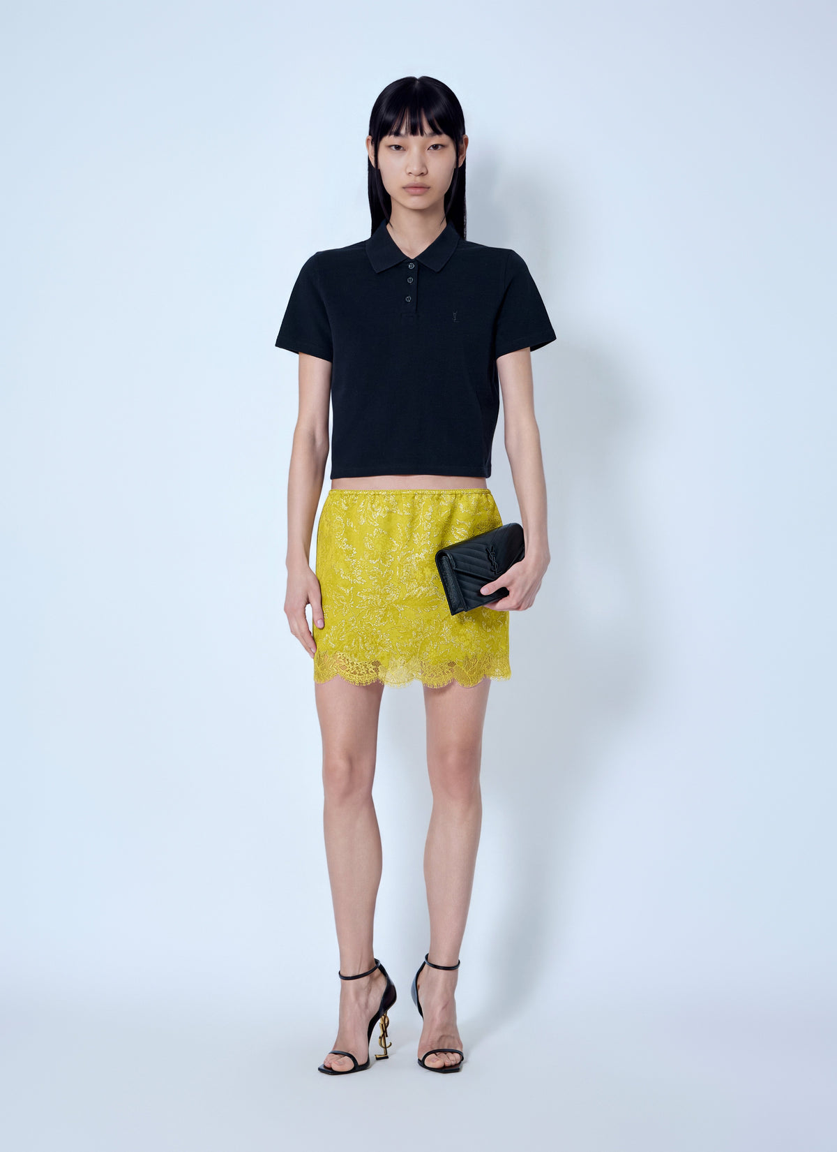 Saint Laurent Women Baroque Mini Skirt In Jacquard And Lace SAINT LAURENT