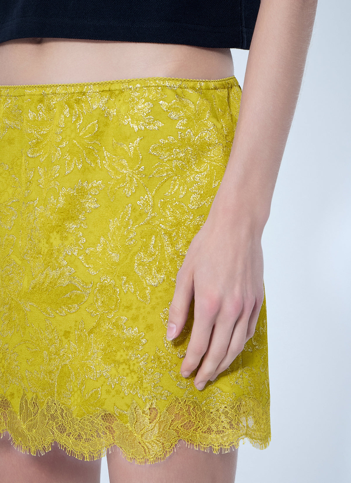 Saint Laurent Women Baroque Mini Skirt In Jacquard And Lace SAINT LAURENT