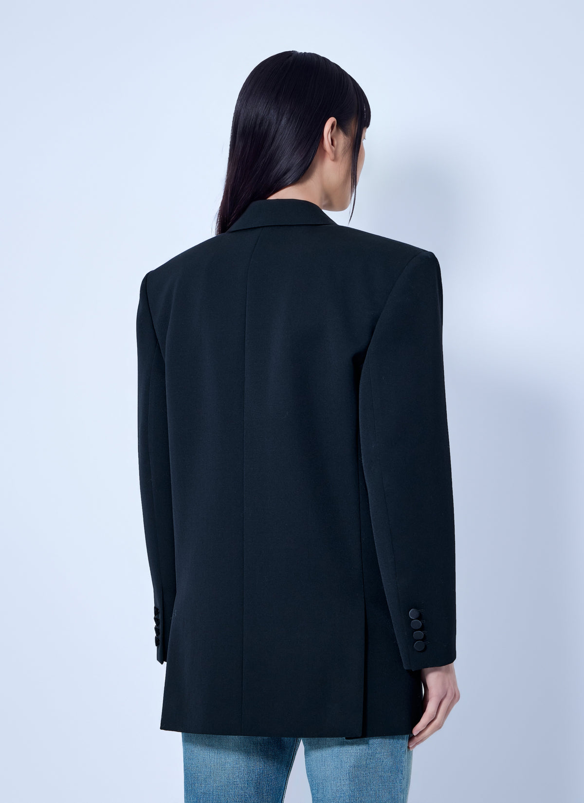 Saint Laurent Women Double-Breasted Blazer With Satin Lapels SAINT LAURENT