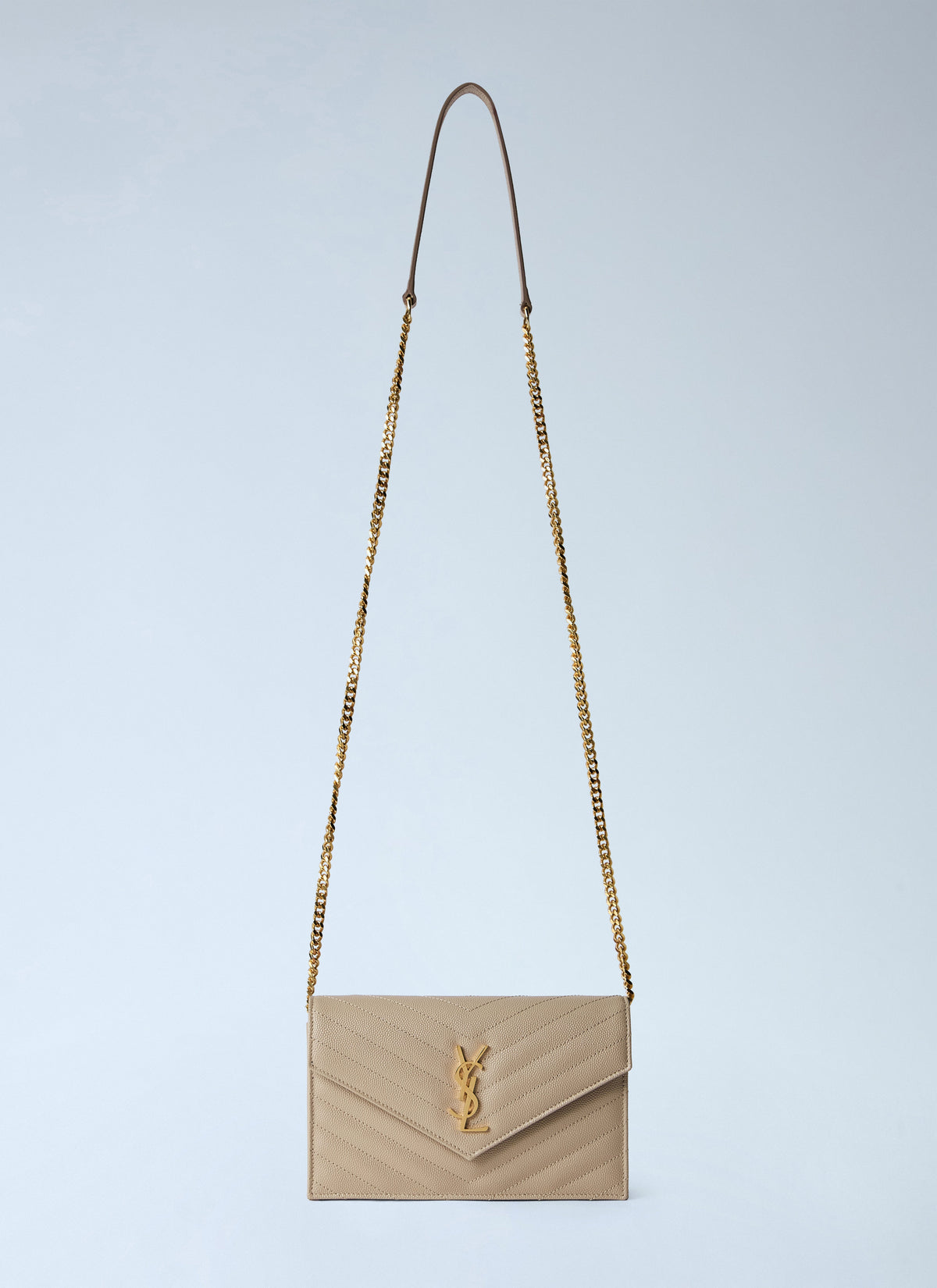 Saint Laurent Women Cassandre Envelope Chain Wallet In Grain De Poudre Leather SAINT LAURENT