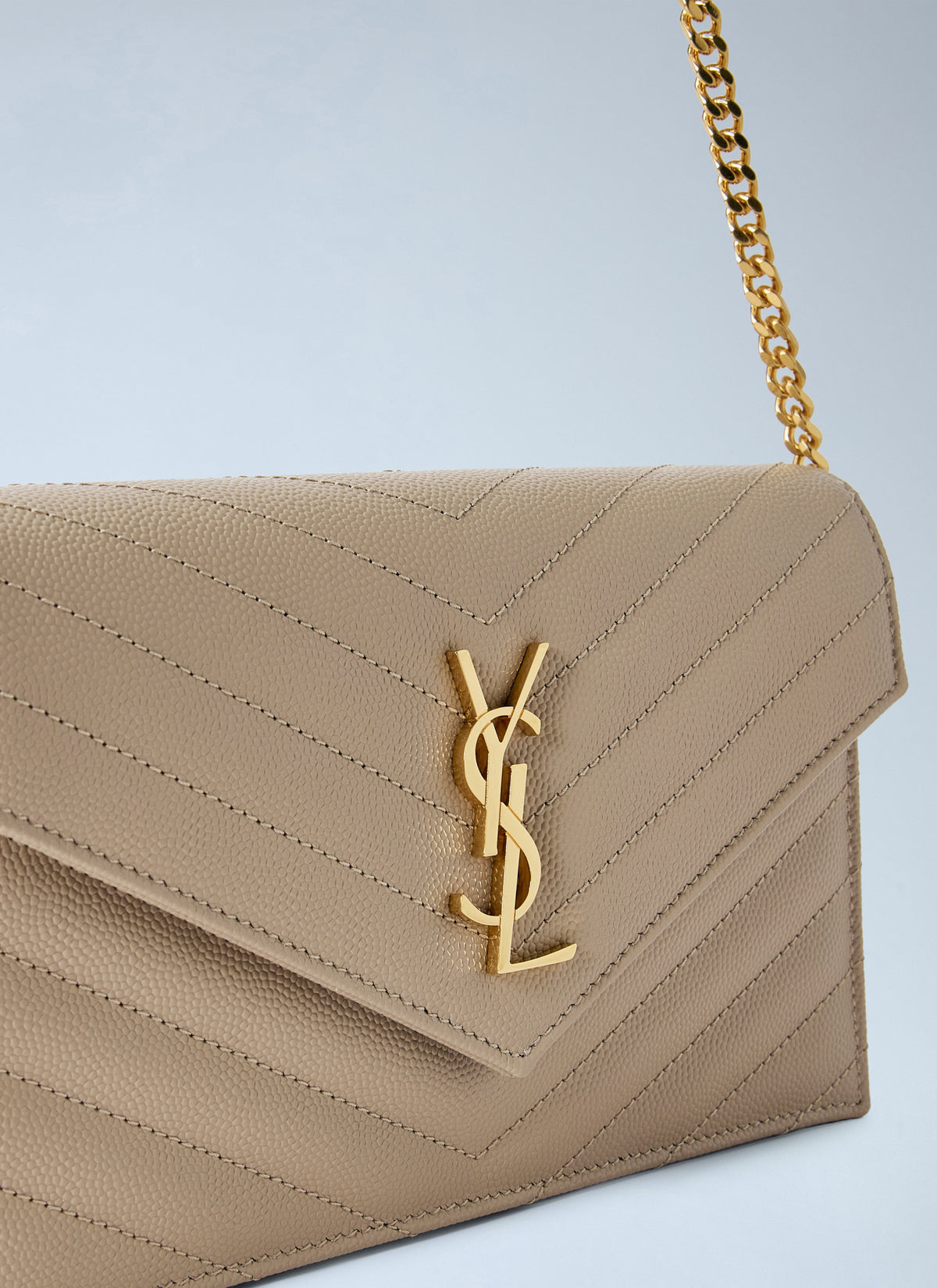 Saint Laurent Women Cassandre Envelope Chain Wallet In Grain De Poudre Leather SAINT LAURENT