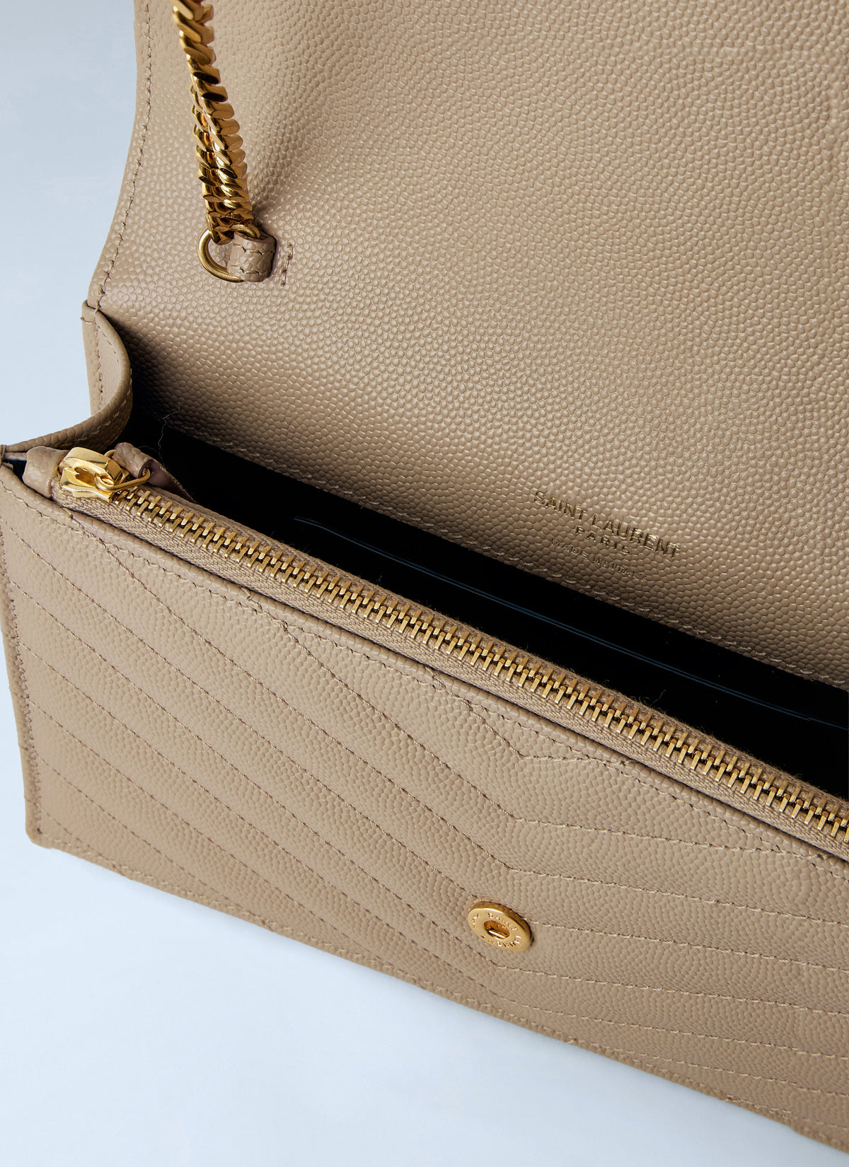 Saint Laurent Women Cassandre Envelope Chain Wallet In Grain De Poudre Leather SAINT LAURENT