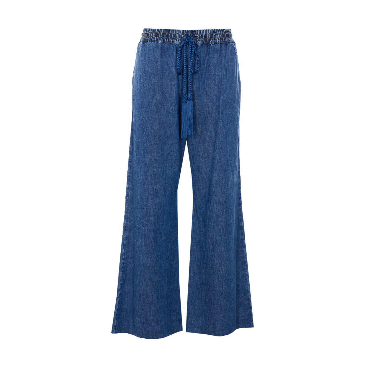 Valentino Garavani Women Solid Denim Pants With V Detail VALENTINO GARAVANI
