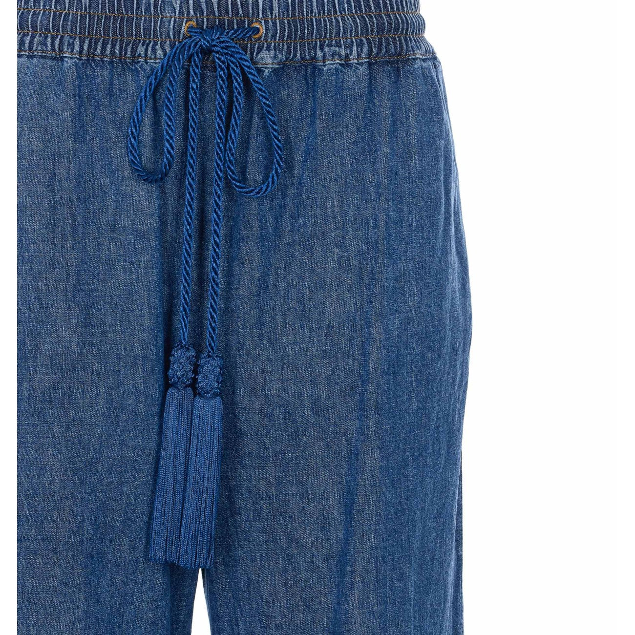 Valentino Garavani Women Solid Denim Pants With V Detail VALENTINO GARAVANI