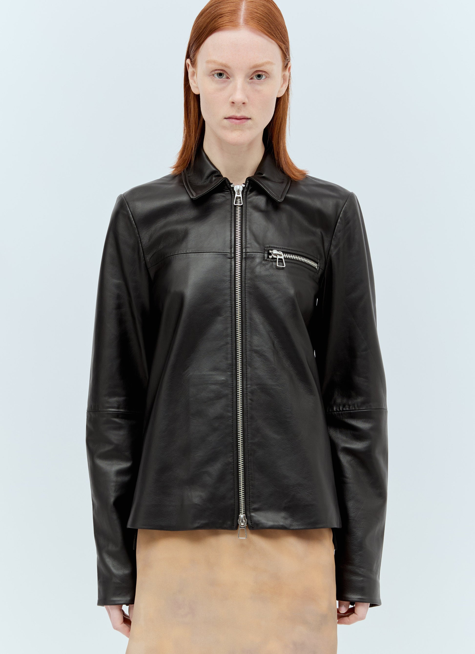 Sportmax Women Nappa Leather Jacket SPORTMAX