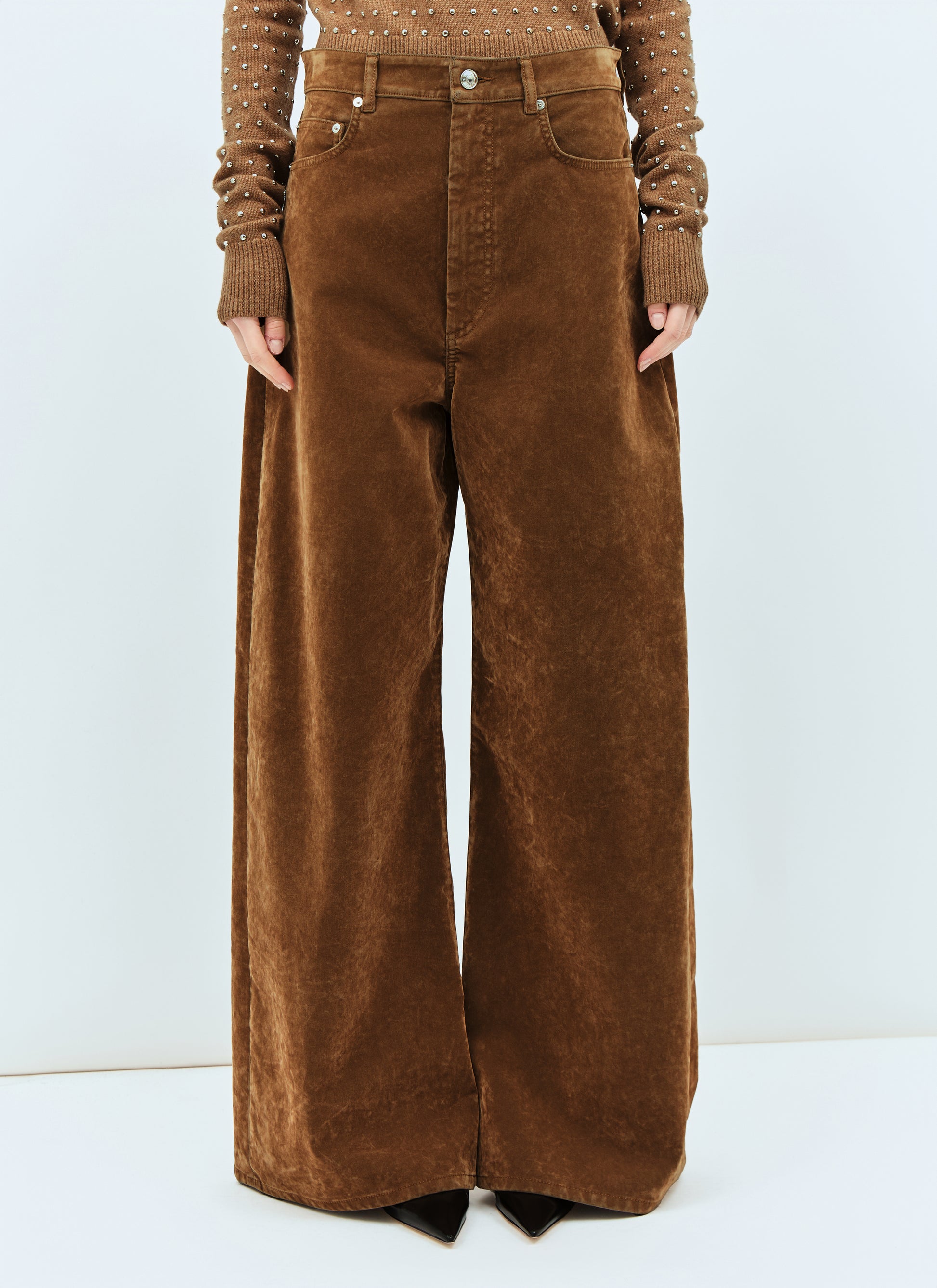 Sportmax Women Flocked Denim Pants SPORTMAX