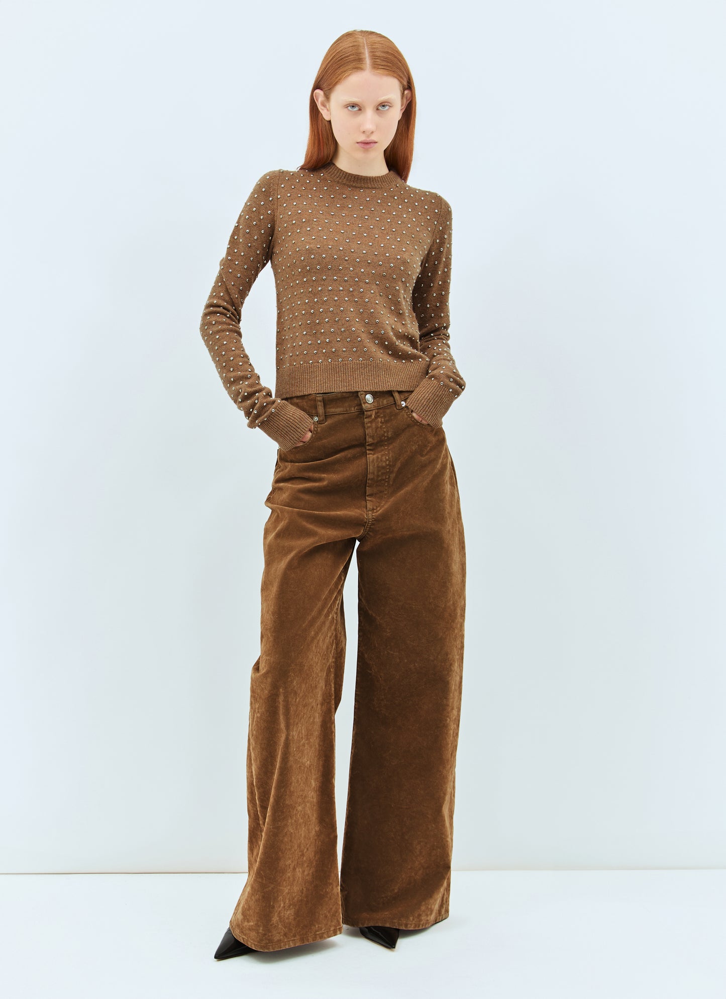 Sportmax Women Flocked Denim Pants SPORTMAX