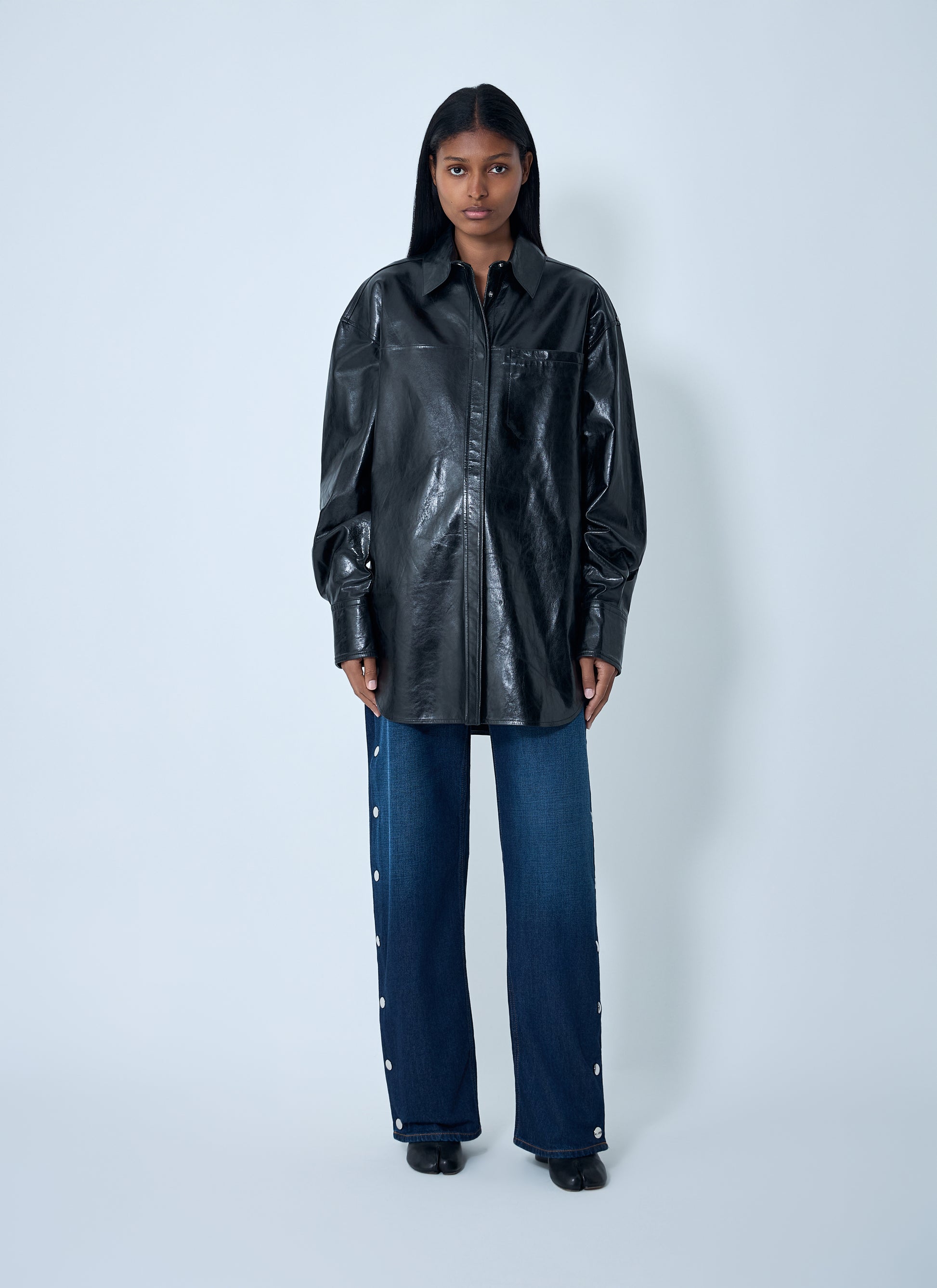 Sportmax Women Leather Overshirt Jacket SPORTMAX