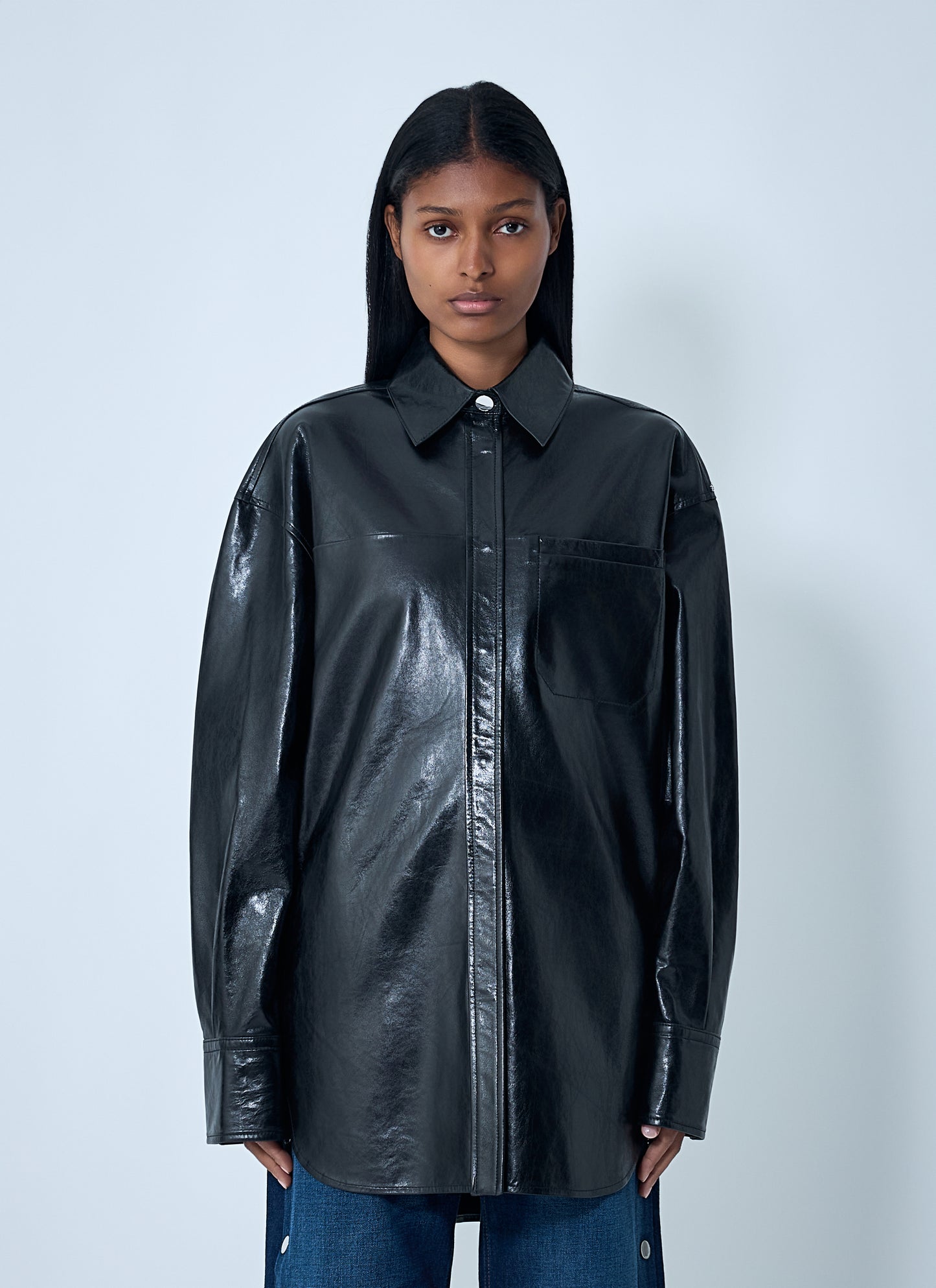 Sportmax Women Leather Overshirt Jacket SPORTMAX