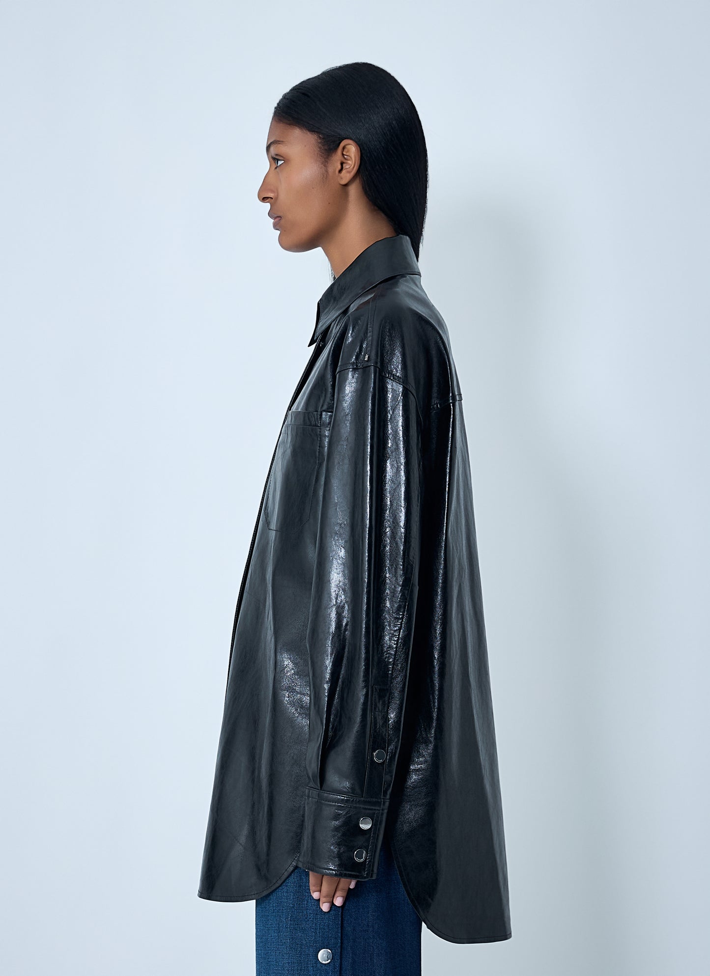 Sportmax Women Leather Overshirt Jacket SPORTMAX