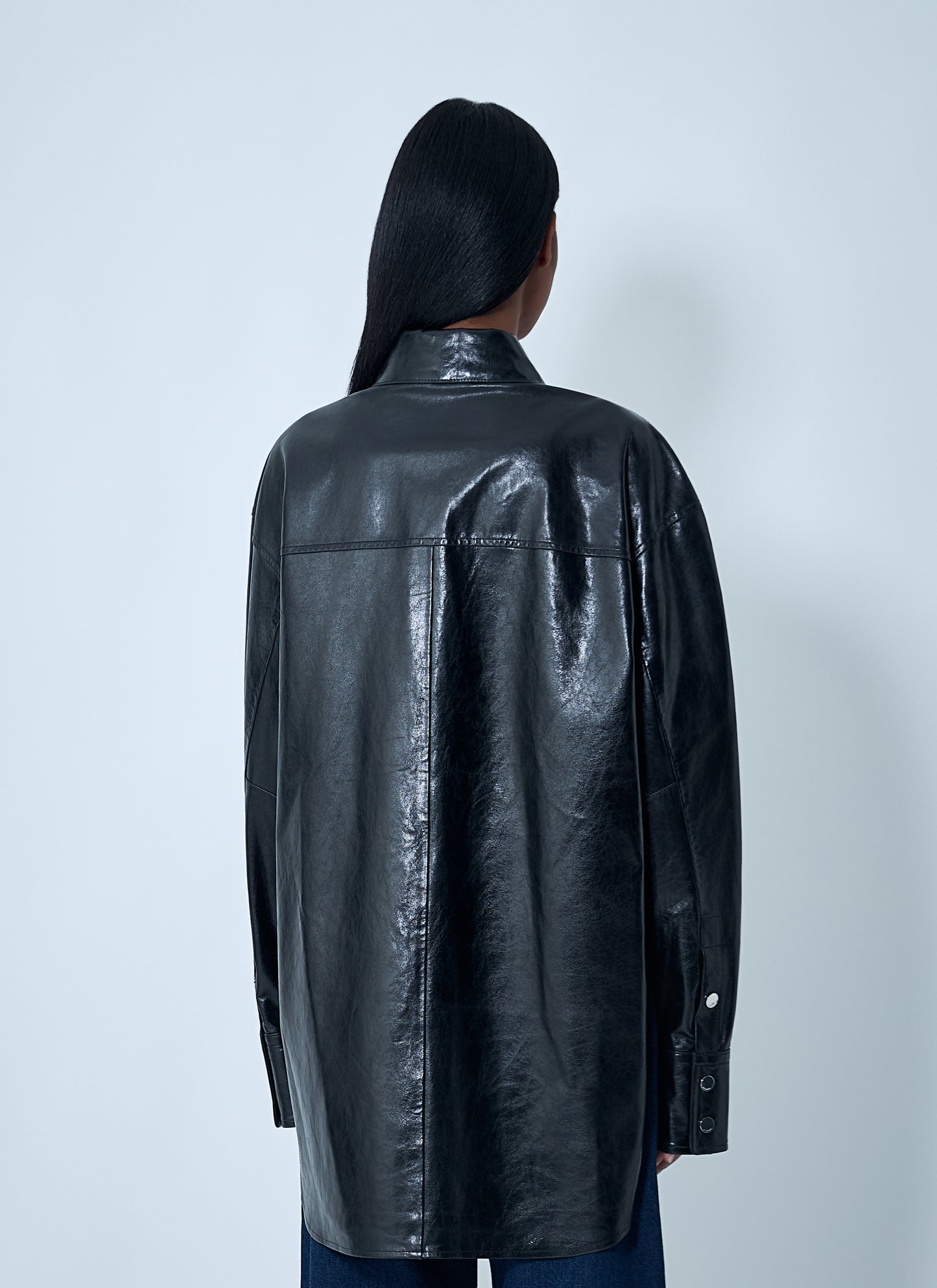 Sportmax Women Leather Overshirt Jacket SPORTMAX