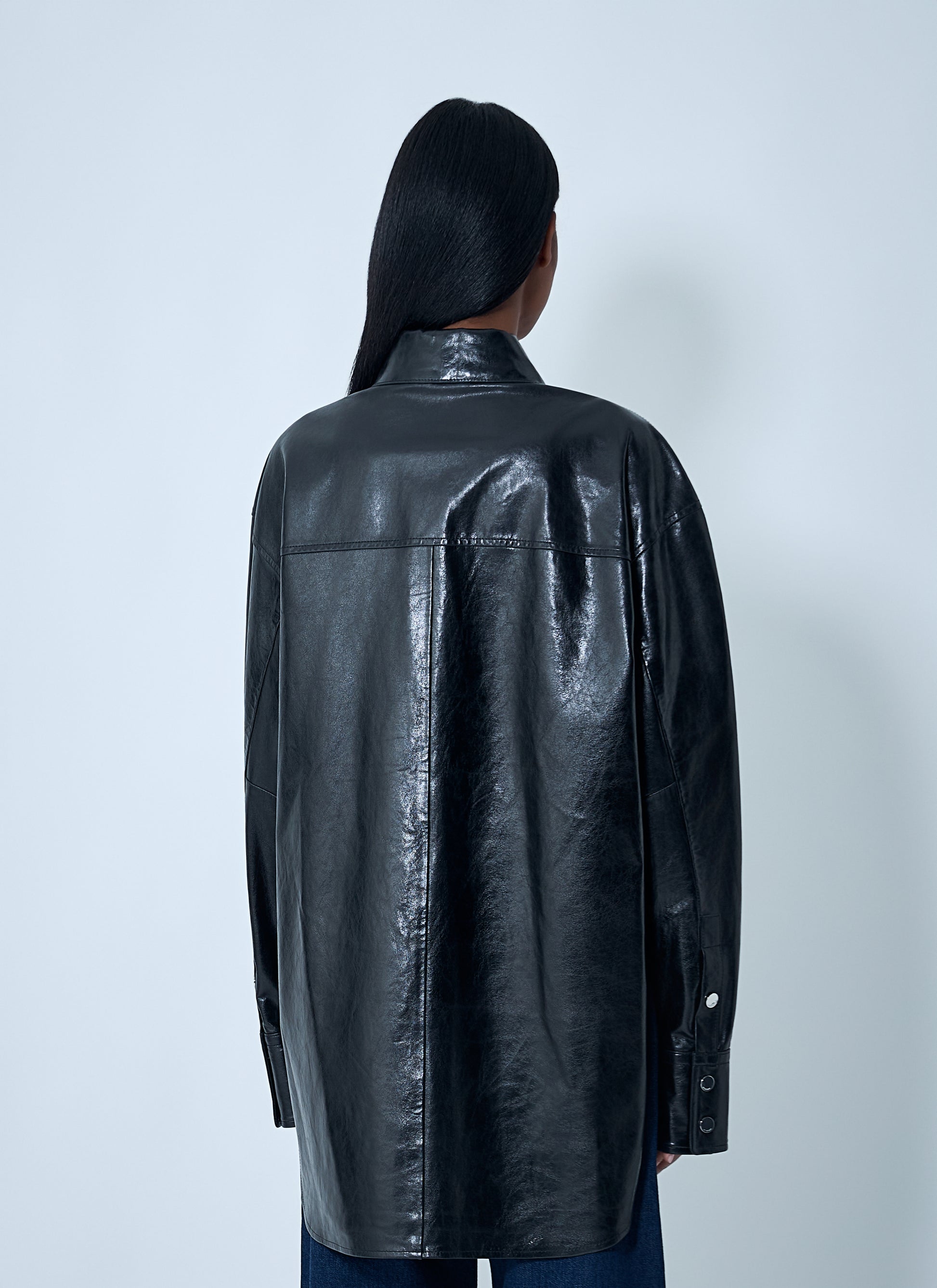 Sportmax Women Leather Overshirt Jacket SPORTMAX