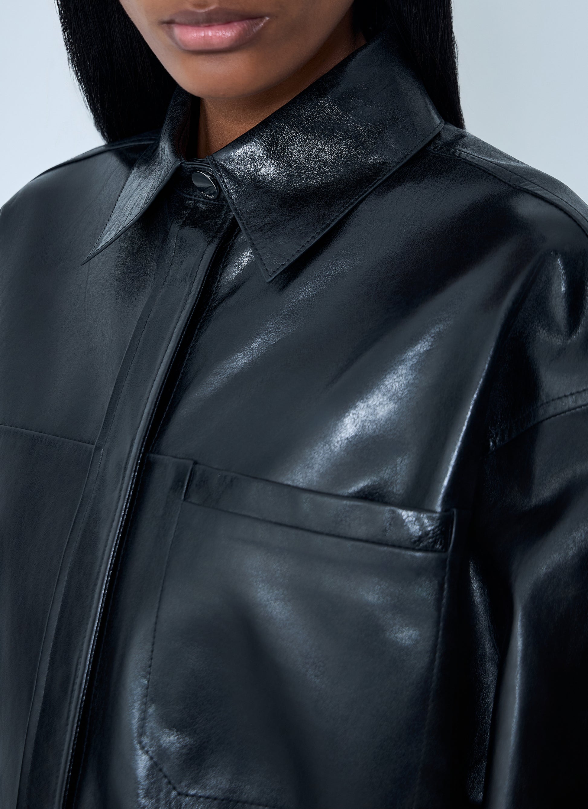 Sportmax Women Leather Overshirt Jacket SPORTMAX