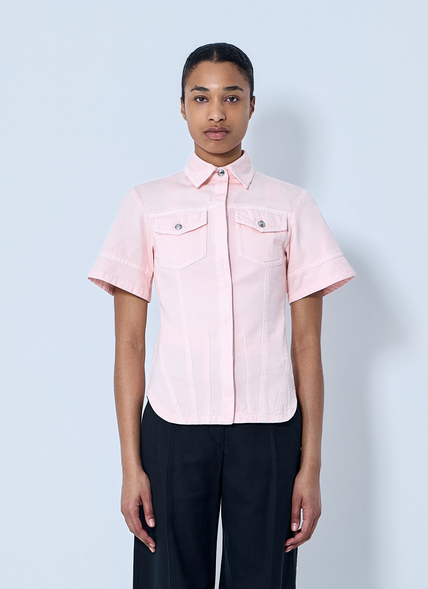 Sportmax Women Short Sleeve Button-Down Shirt SPORTMAX