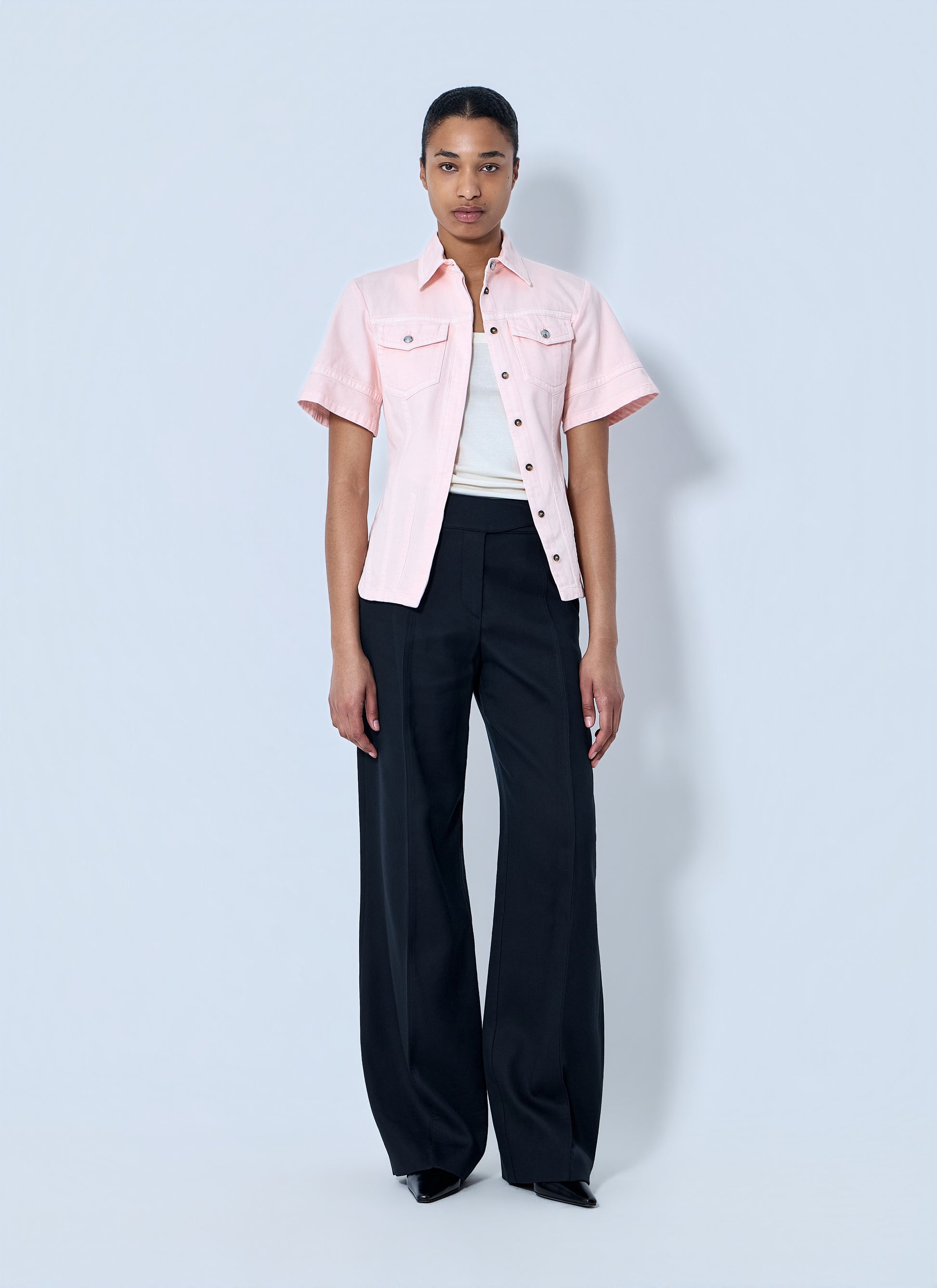 Sportmax Women Short Sleeve Button-Down Shirt SPORTMAX