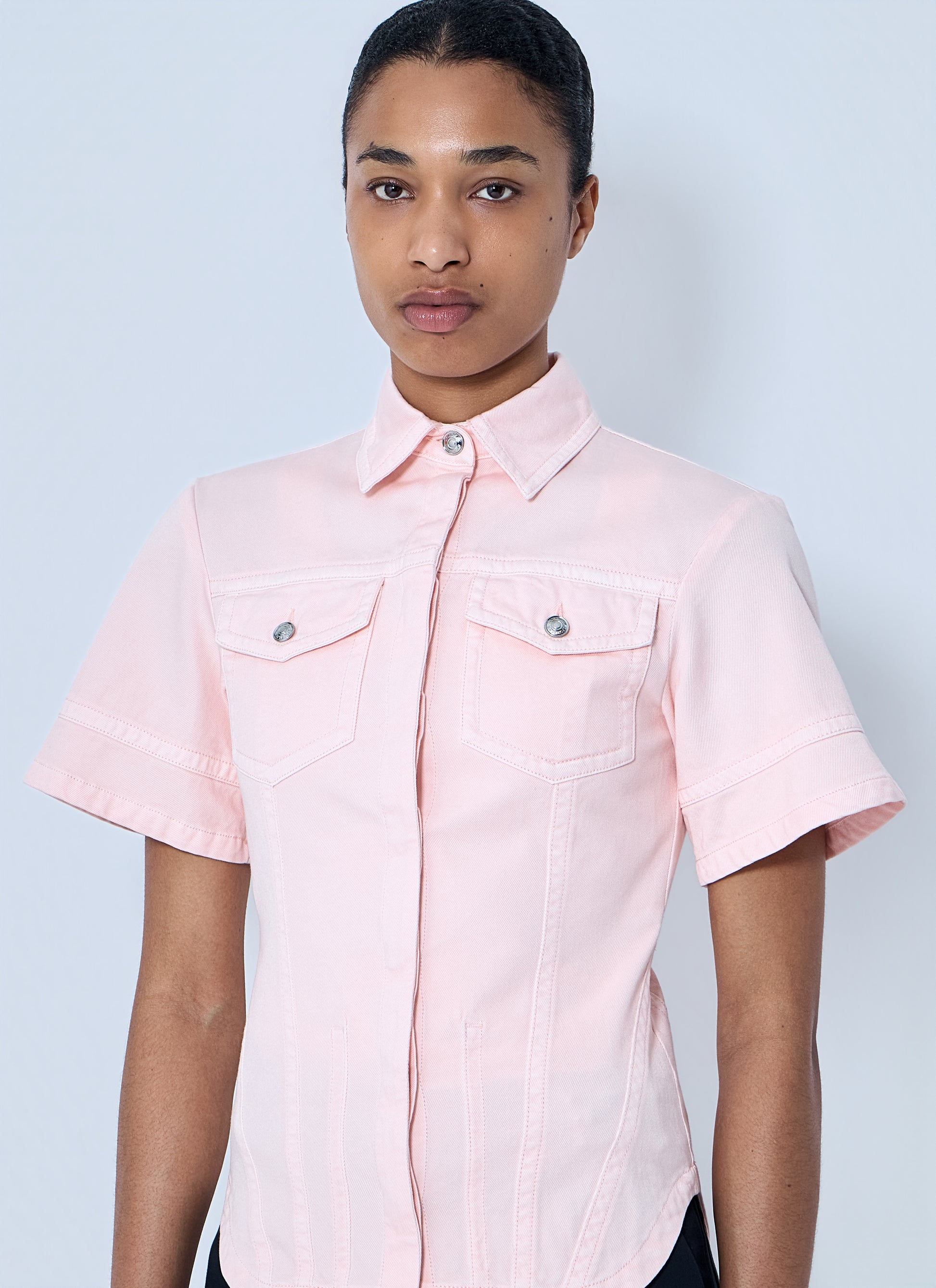 Sportmax Women Short Sleeve Button-Down Shirt SPORTMAX